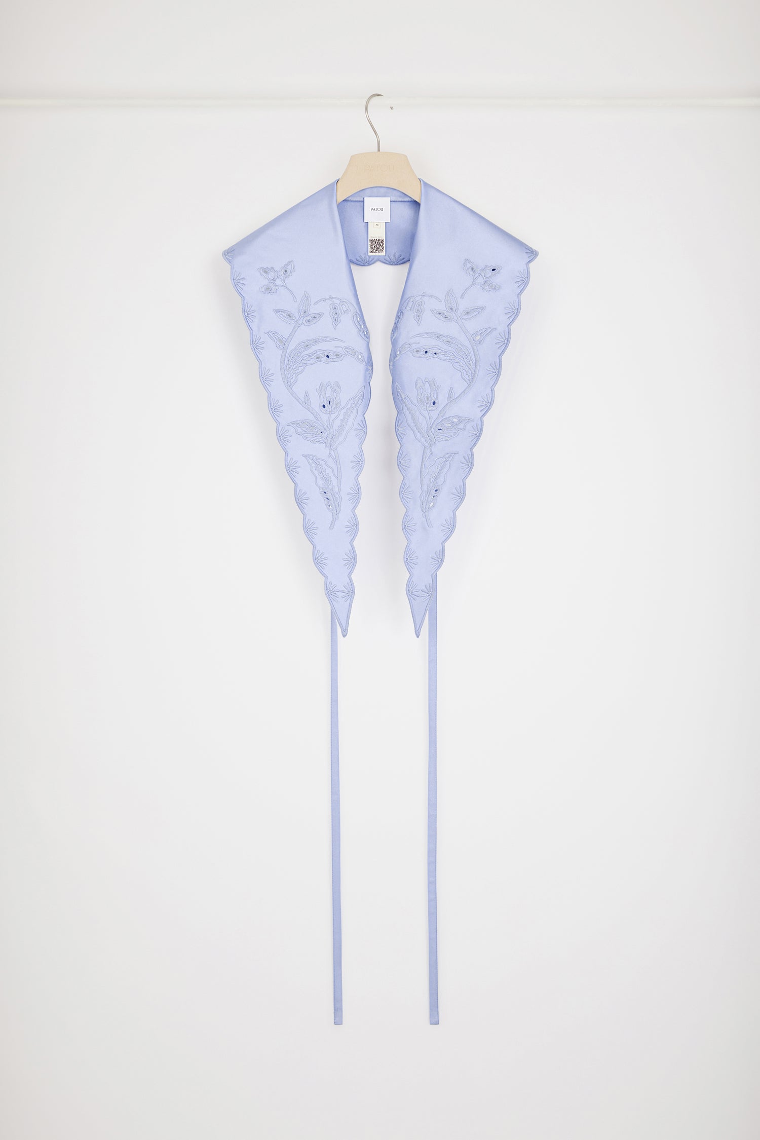 Patou H23AC053 Col Brodé Satin Bleu Glace Taille Unique