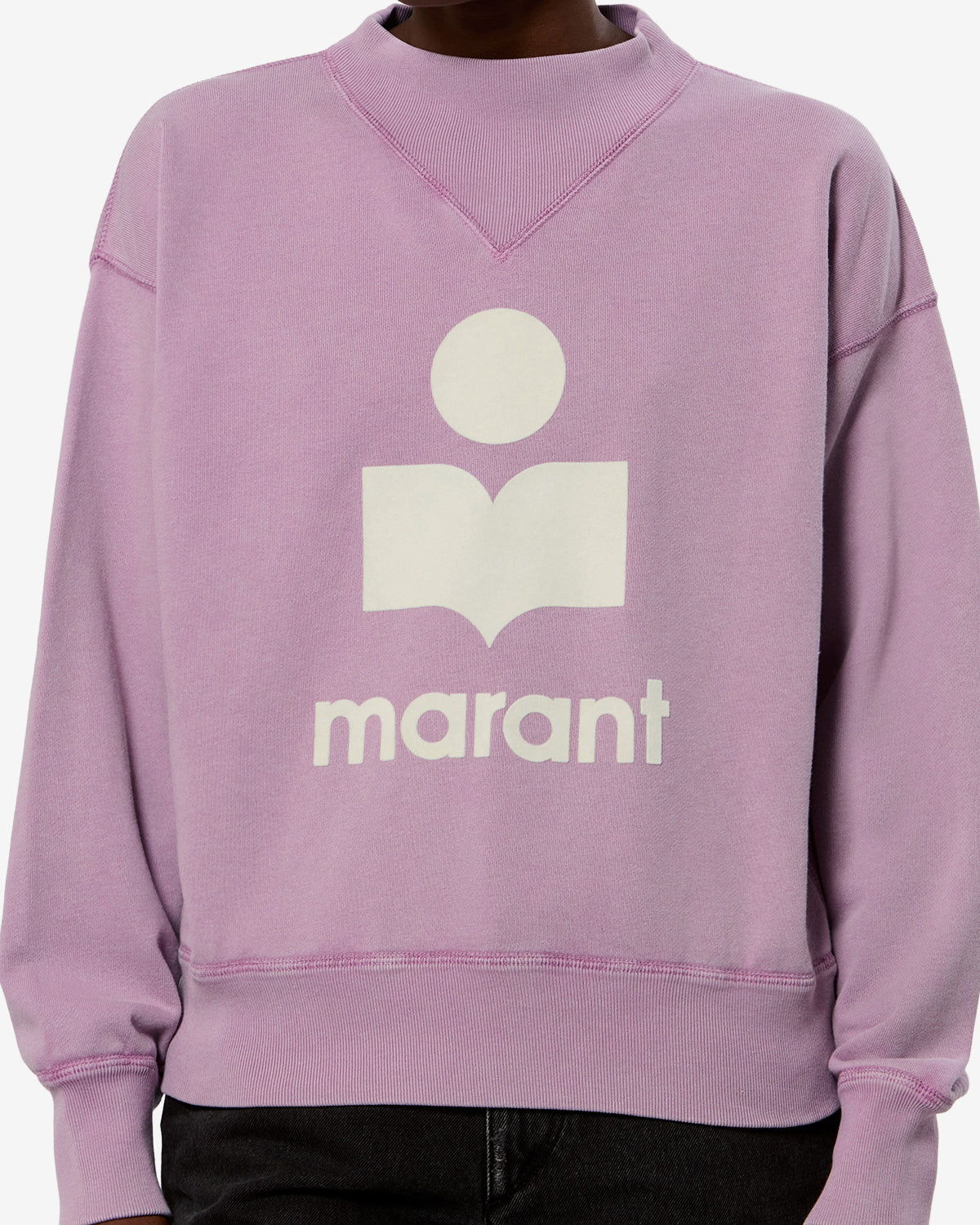 Isabel Marant Moby sweatshirt coton rose ecru col montant