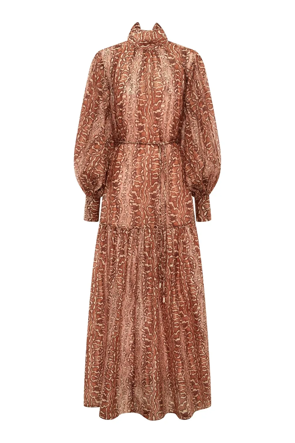 Alemais Varna Gown robe midi imprimé animal coton soie