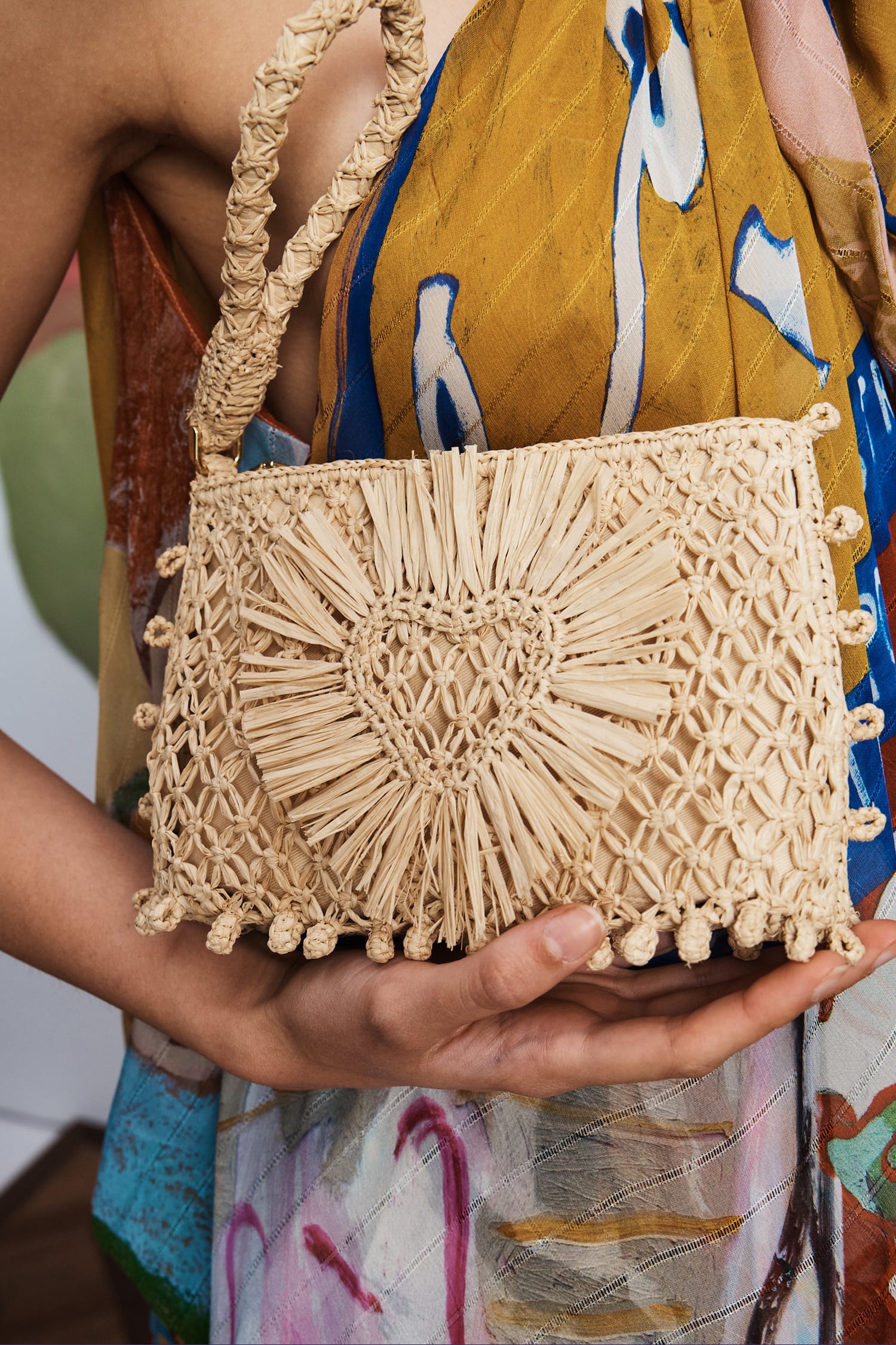 Alemais Raffia Micro Clutch pochette raffia cœur