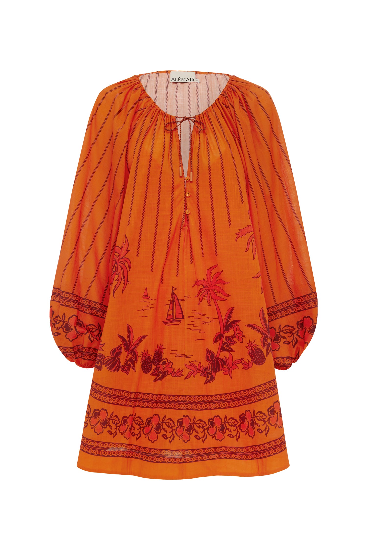 Alemais Boathouse robe mini coton voile à liens