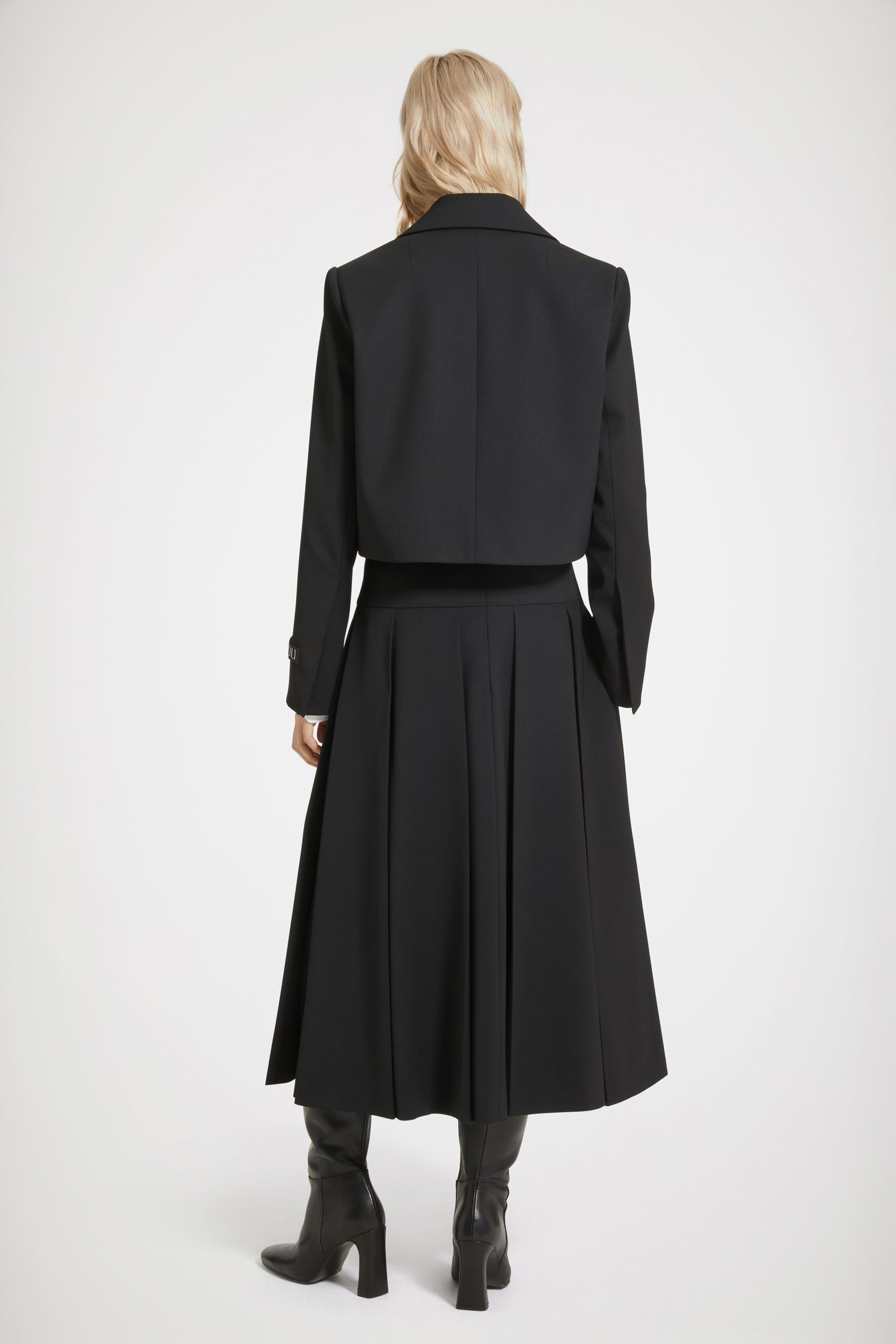Patou SK049 jupe midi plissée laine noire