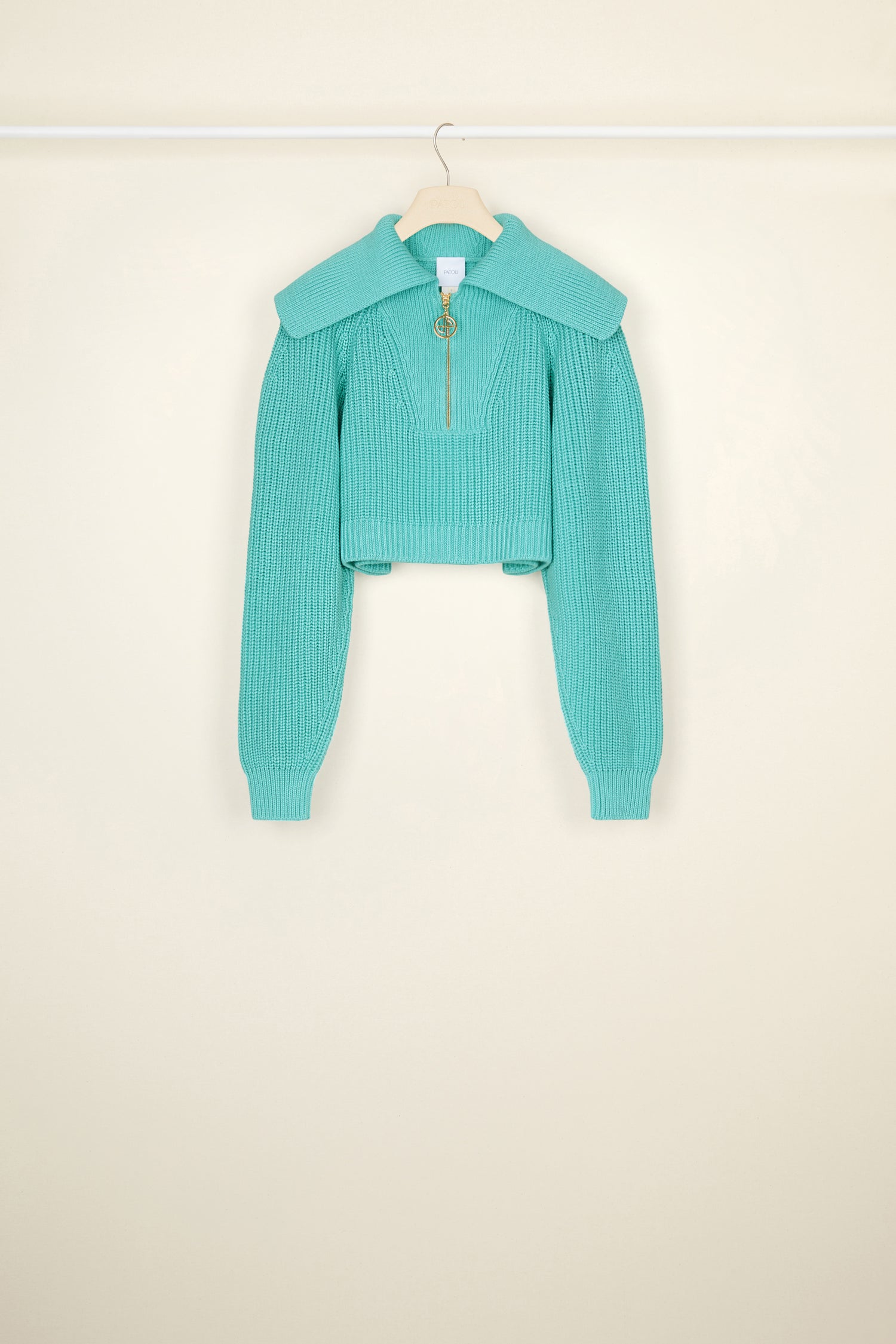 Patou P22KN0678044702G Pull col marin vert eau laine recyclée