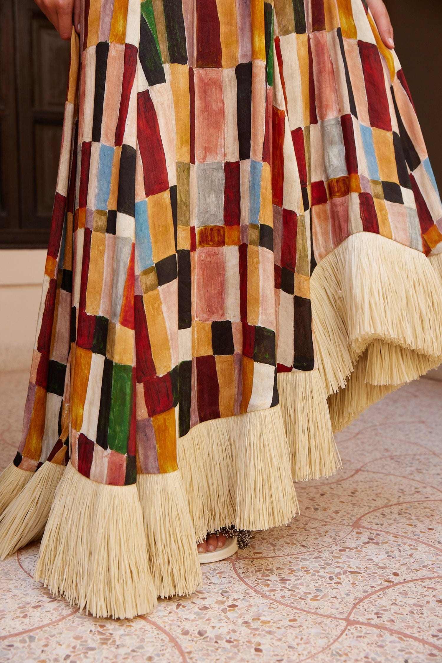 Alemais Marjorelle robe midi perlée lin soie