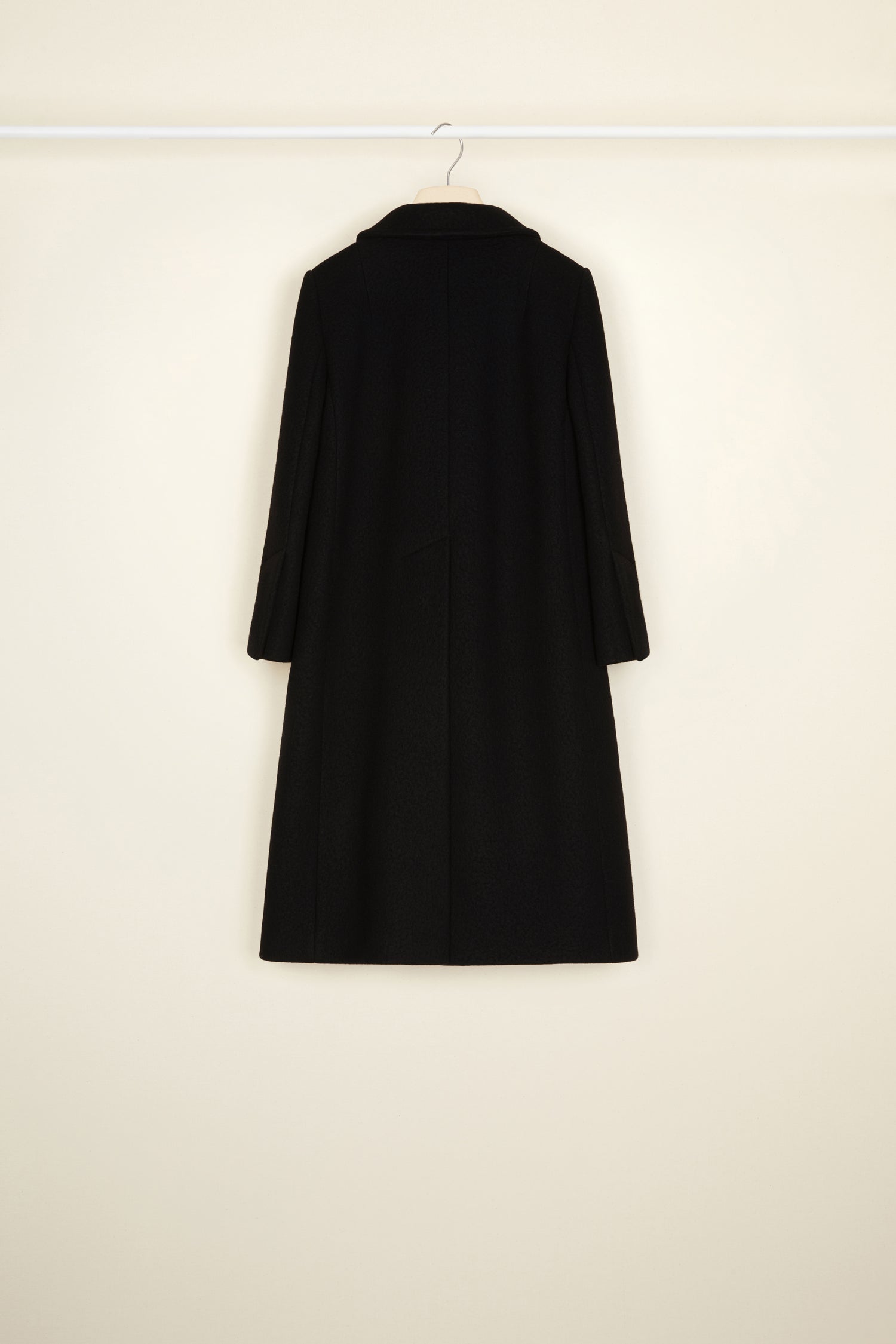 Patou CO009 manteau noir laine cachemire évasé
