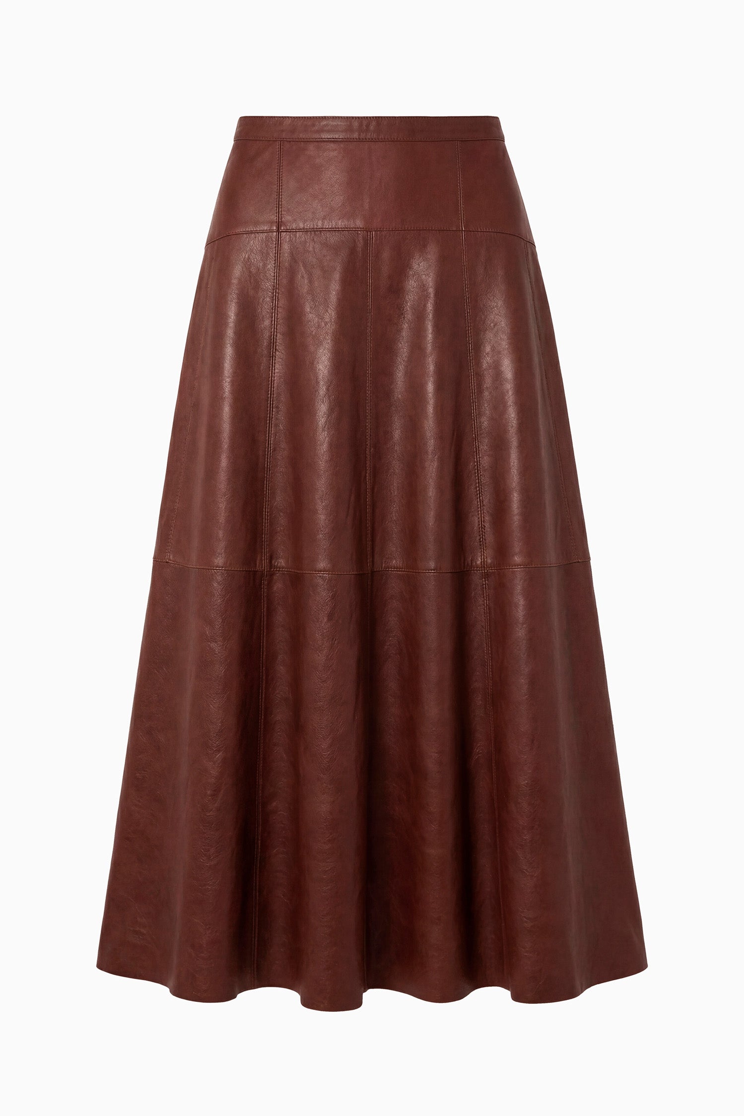 Ulla Johnson Aninda FA260332 jupe midi cuir cognac