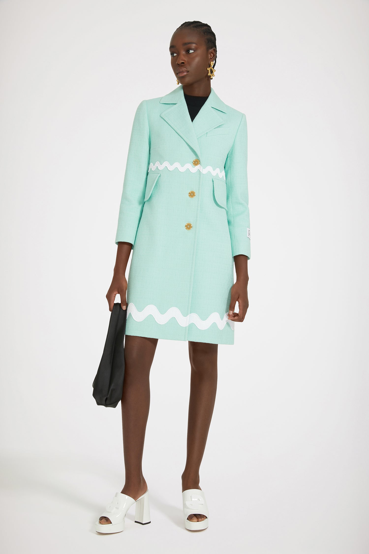 Patou P24CO0210177705G manteau tweed vert menthe