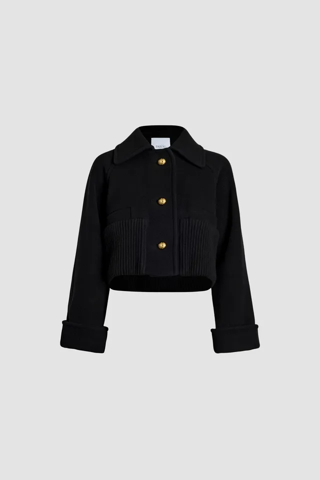 Patou Manteau court CO023 laine cachemire noir