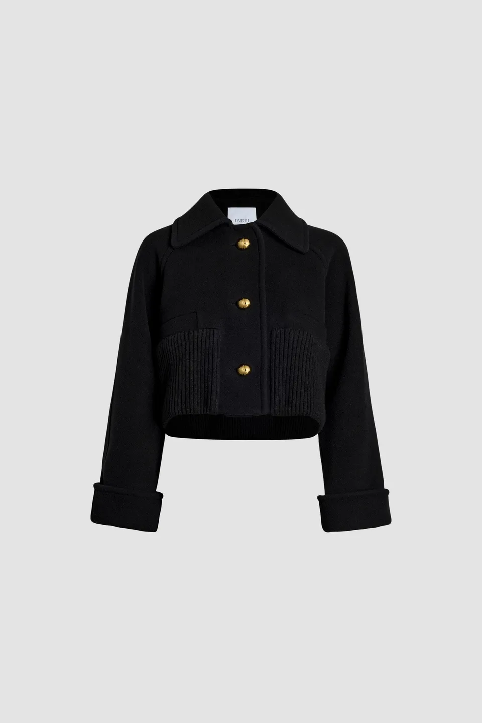 Patou Manteau court CO023 laine cachemire noir
