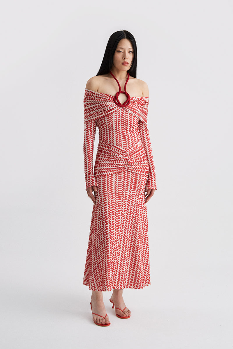 ATU Body Couture Braided Dress robe longue rouge taille S