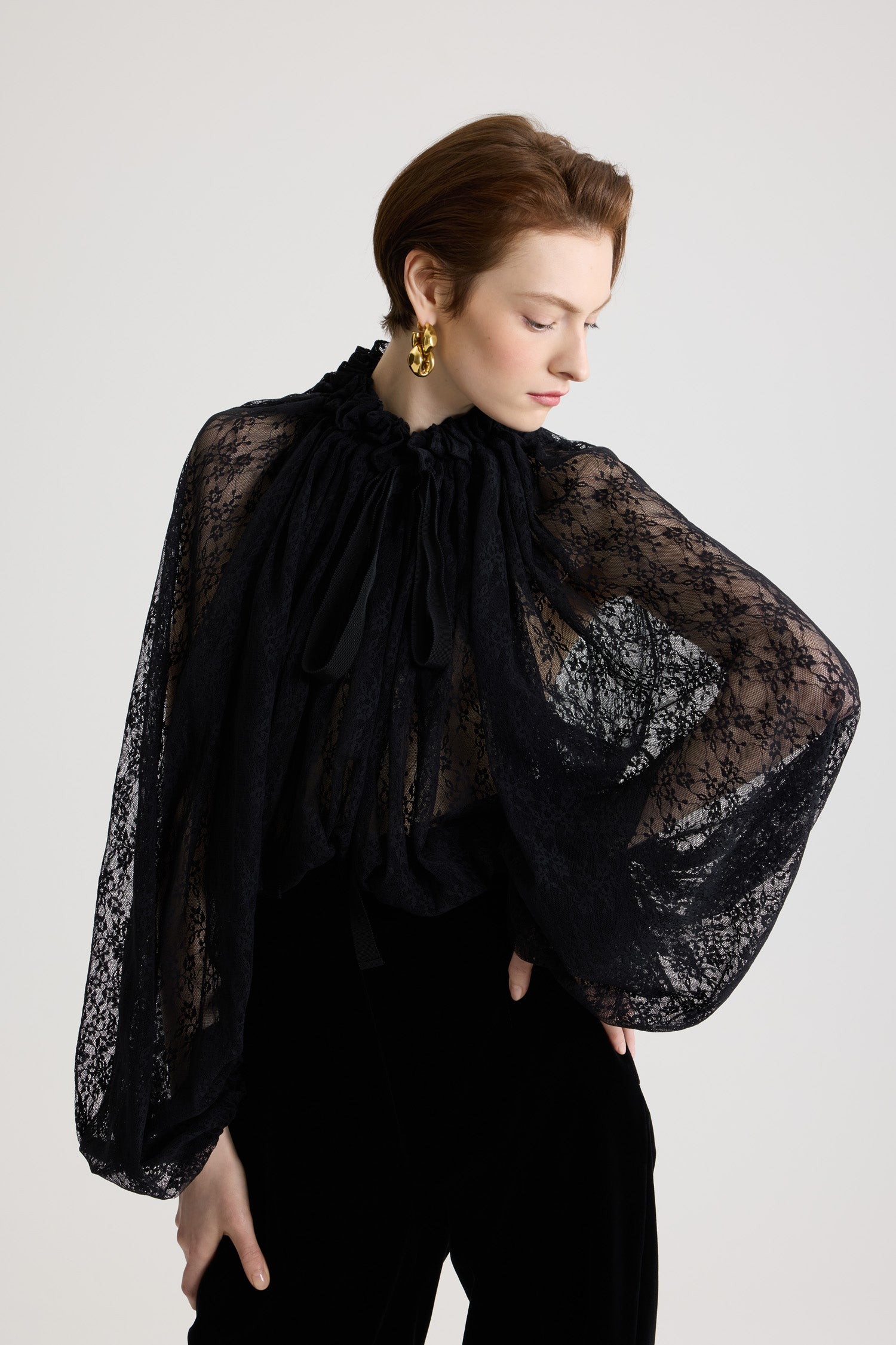 Patou Iconic JE174 top dentelle jersey noir