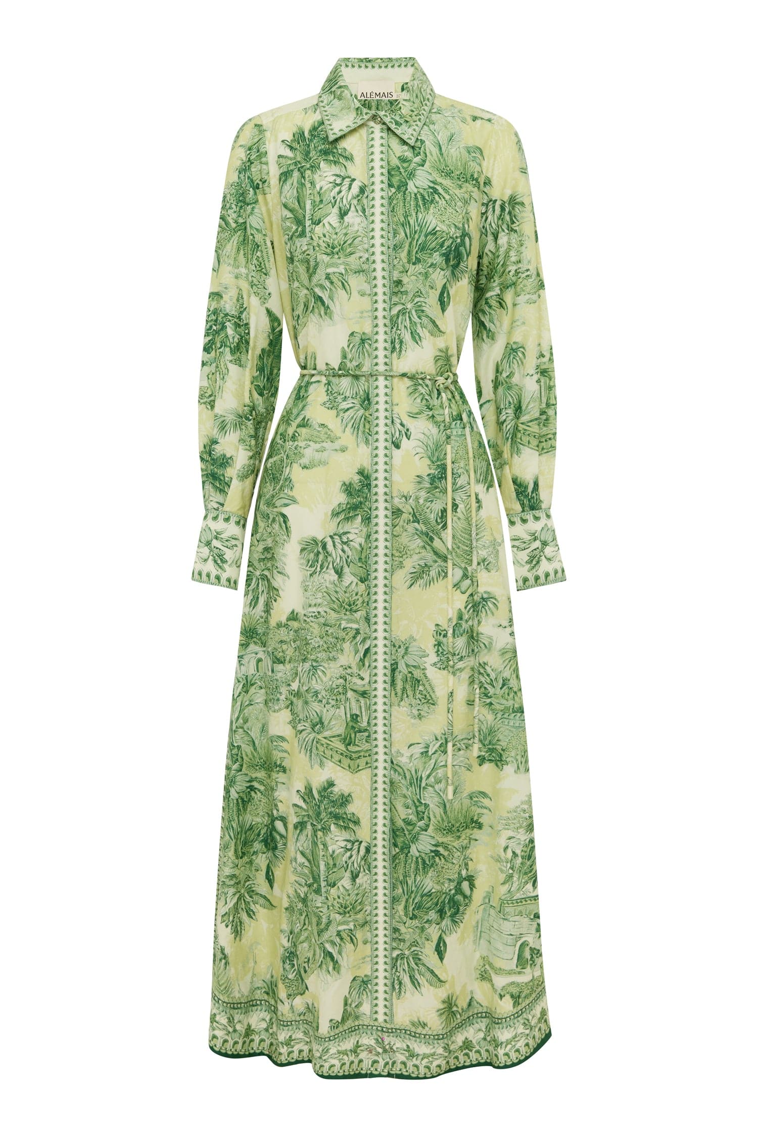 Alemais Sara robe chemise midi jungle coton soie AU6