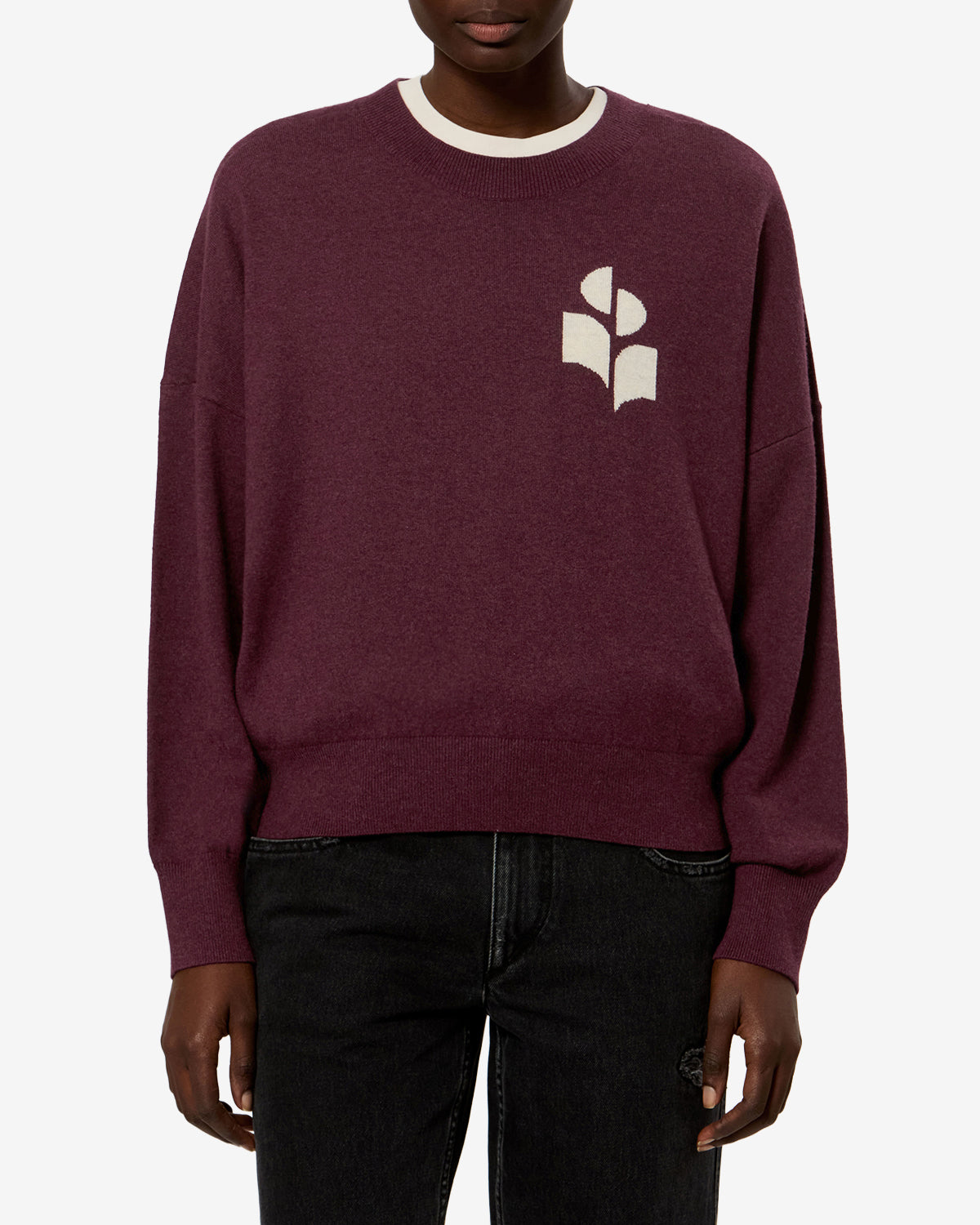 Isabel Marant Mailles Marisans pull bordeaux coton laine logo