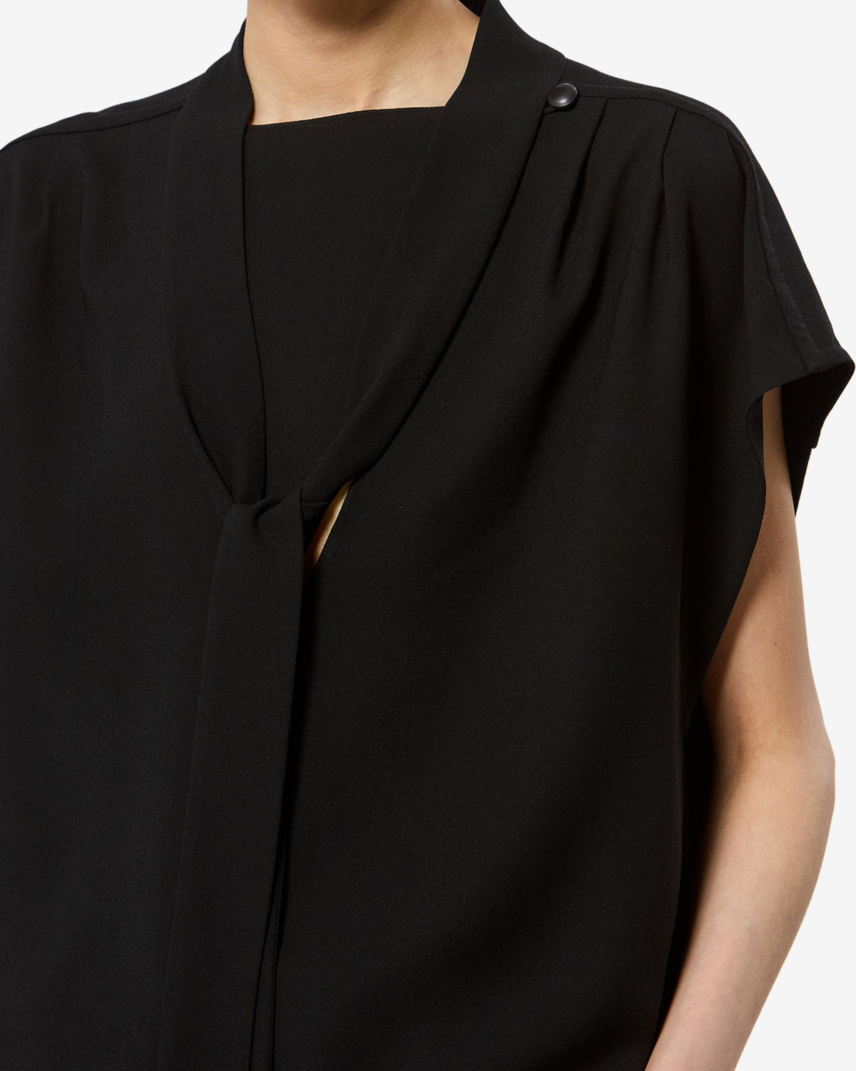 Isabel Marant Selene blouse crêpe noir lavallière