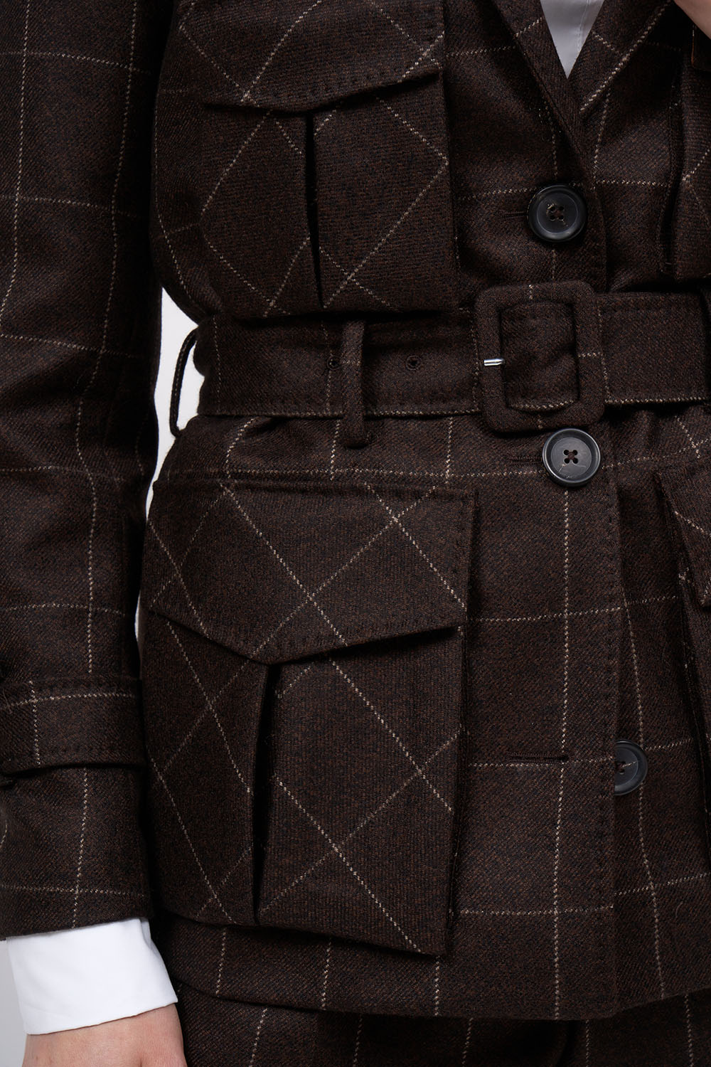 Paul & Joe Elise veste laine mérinos carreaux marron 36