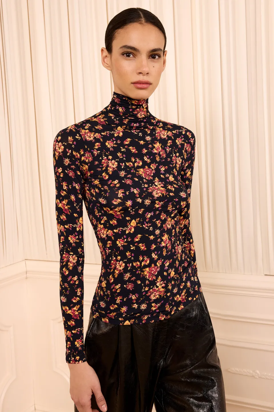 Ulla Johnson Aurelia FA260800 haut jersey noir floral