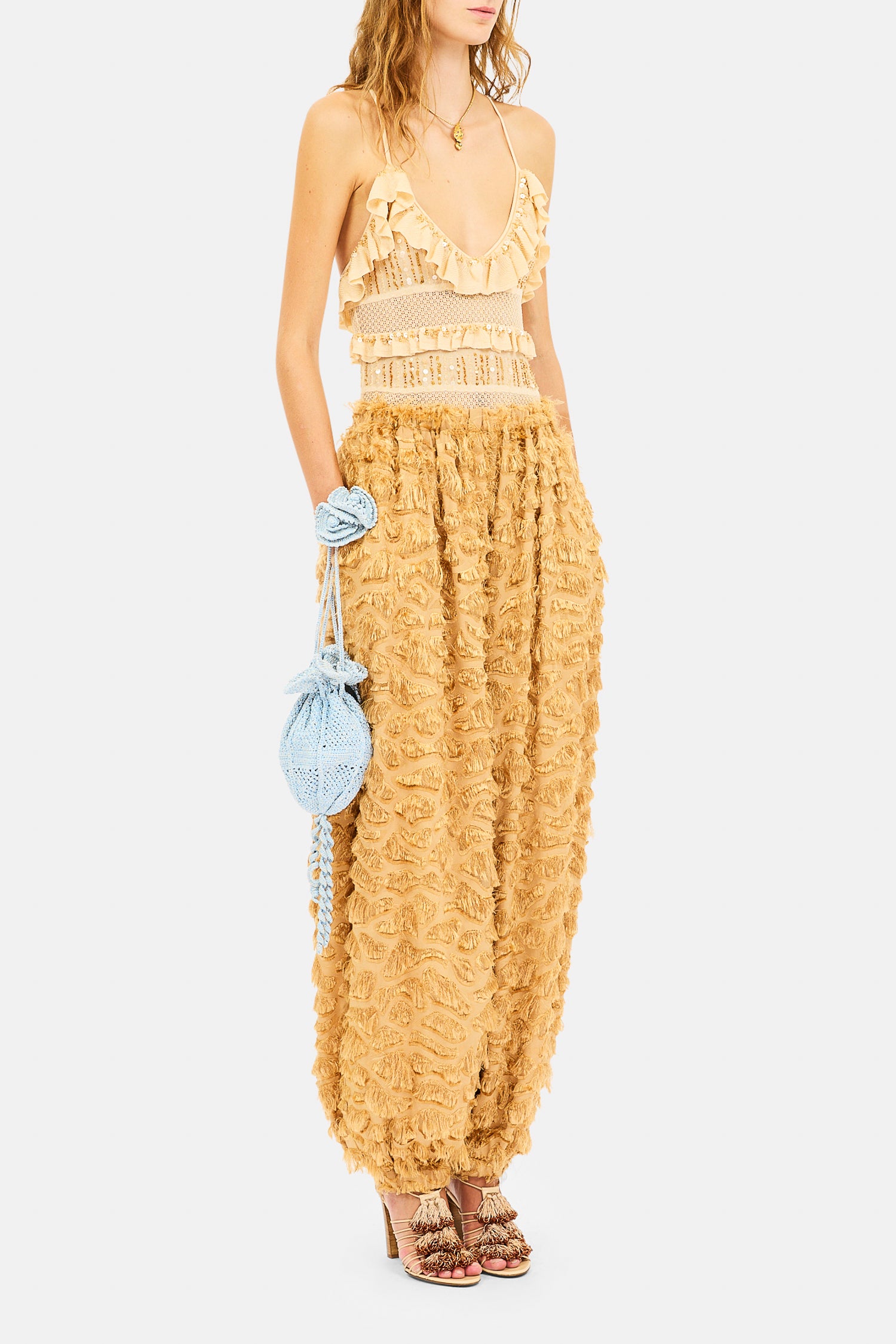 Ulla Johnson Elvira SP270411 pantalon franges beige Sand