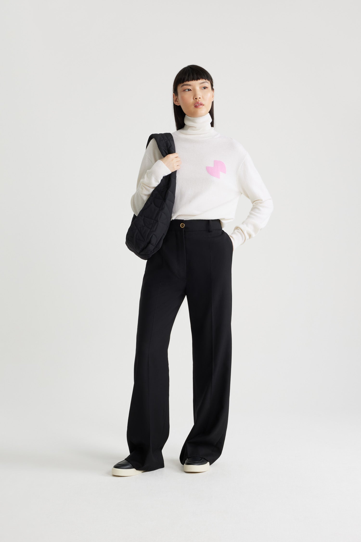Patou Knitwear pull col roulé JP KN183 blanc cachemire