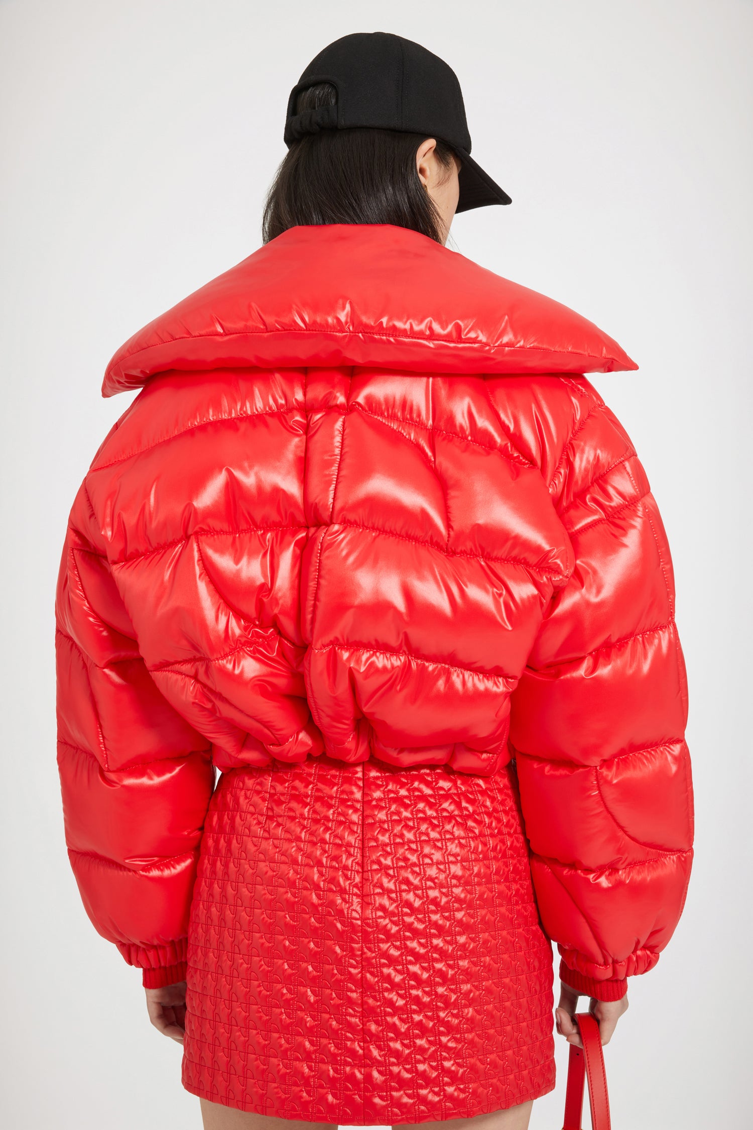 Patou mini jupe H23SK0460123307R nylon rouge matelassé