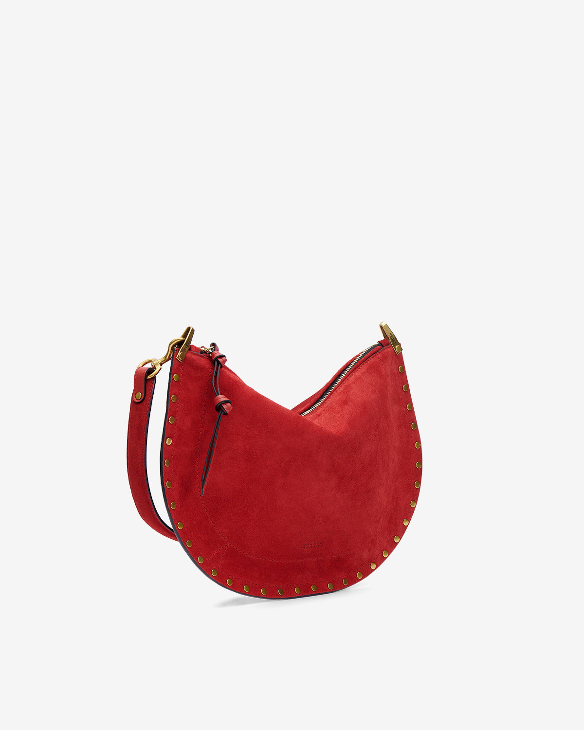 Isabel Marant Oskan Soft Zip sac cuir velours rouge écarlate