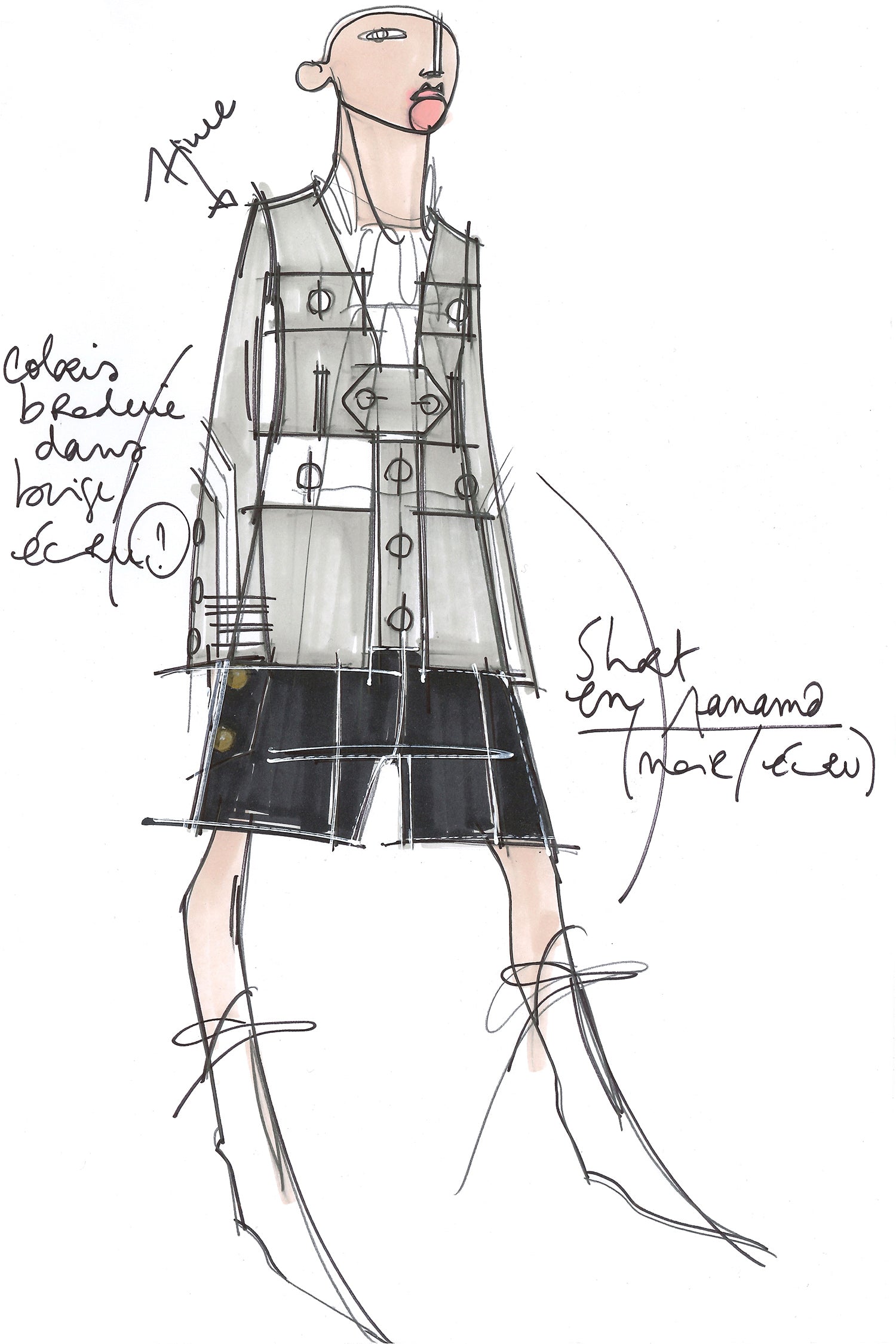 Patou High-Waisted Short Coton Noir Panama