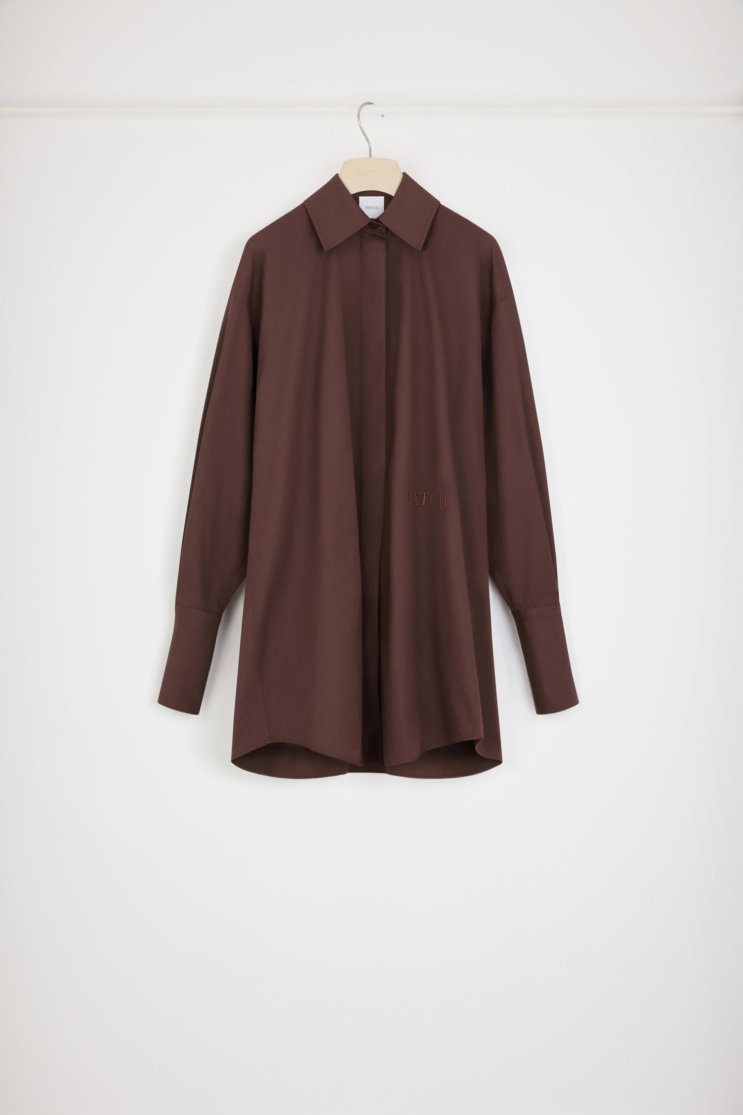 Patou DR086 mini robe chemise coton marron 34-44