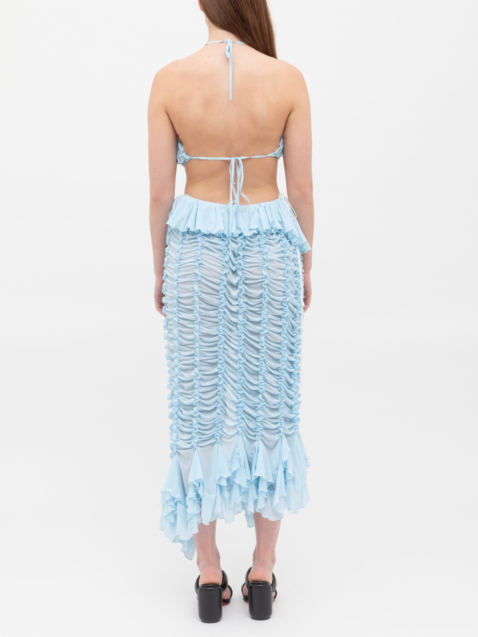 Ester Manas Butterfly Ruched Dress robe bleue 34/44 froncée