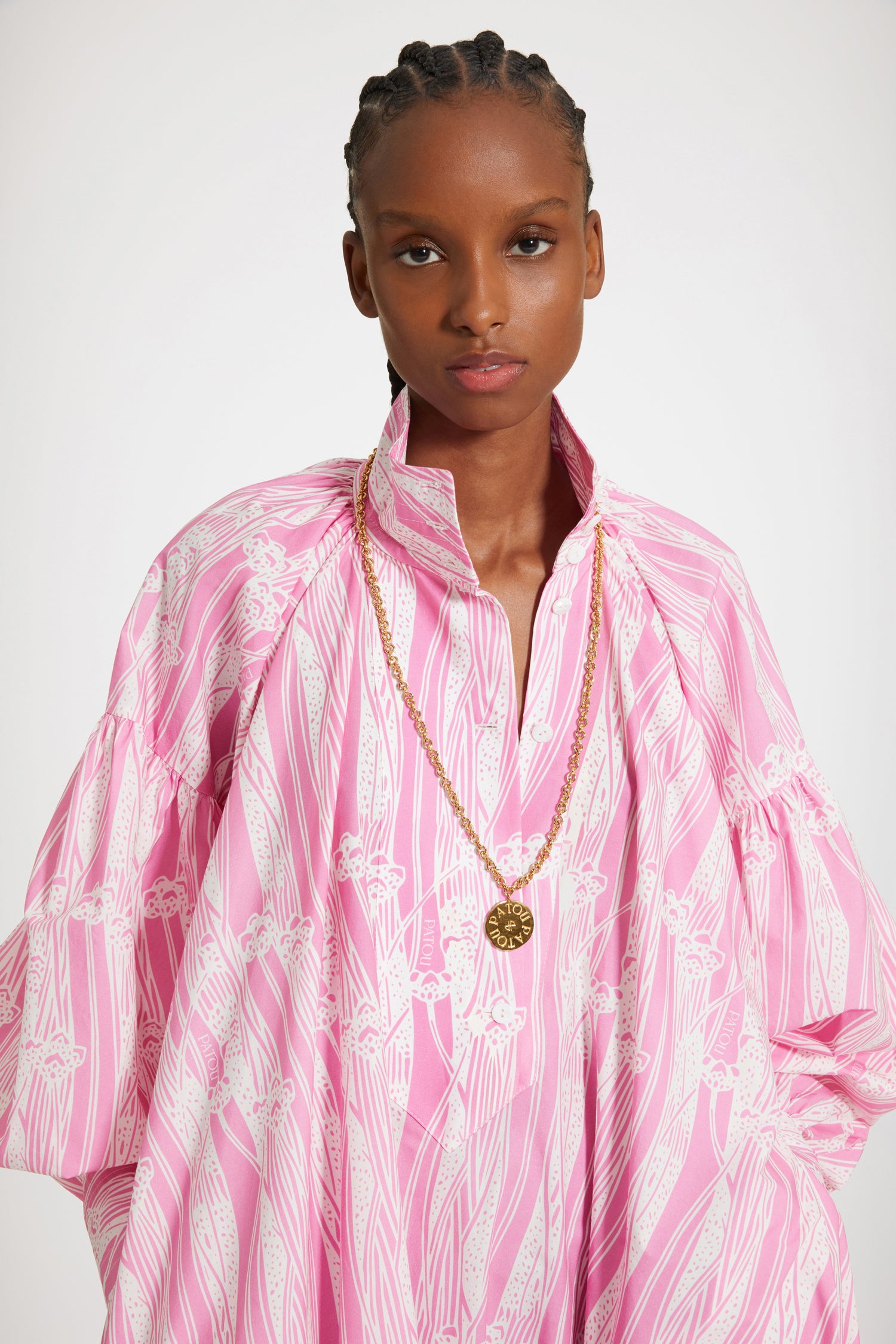 Patou DR107 Robe maxi coton bio rose imprimé