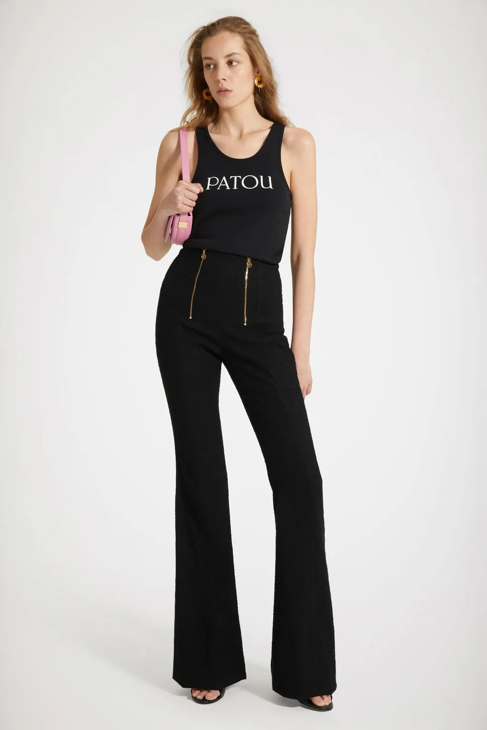 Patou P23TR0270134999B pantalon Black tweed évasé