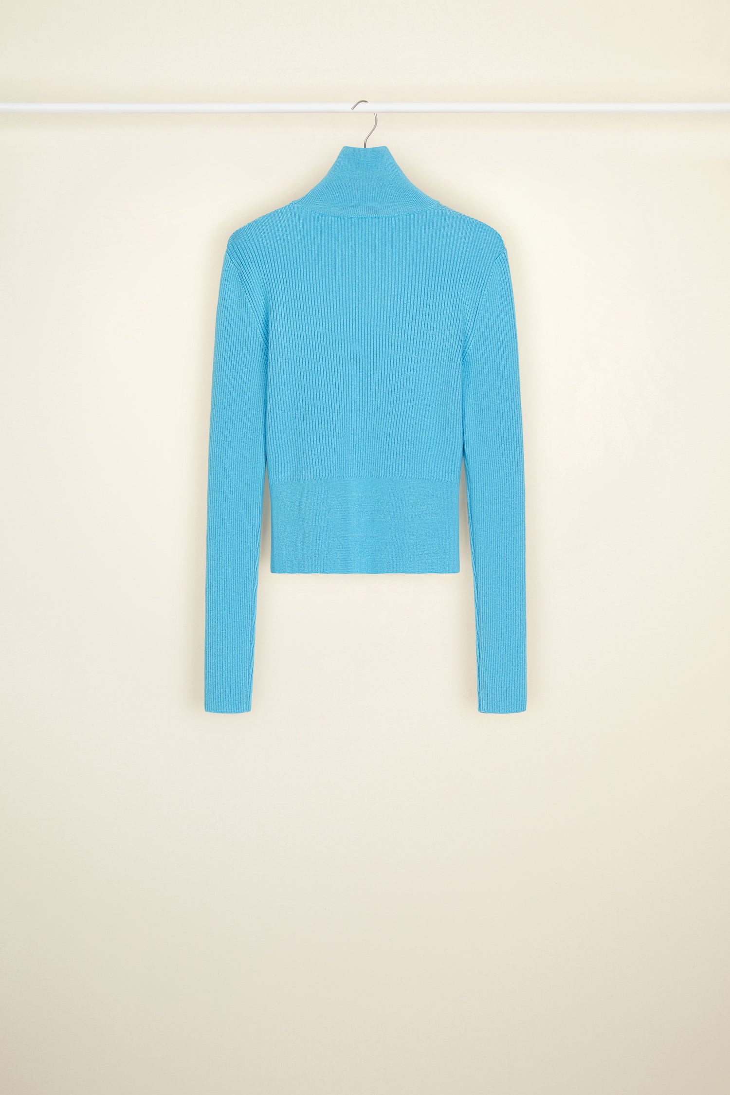 Patou Jumper KN058 pull col montant turquoise XS côtelé