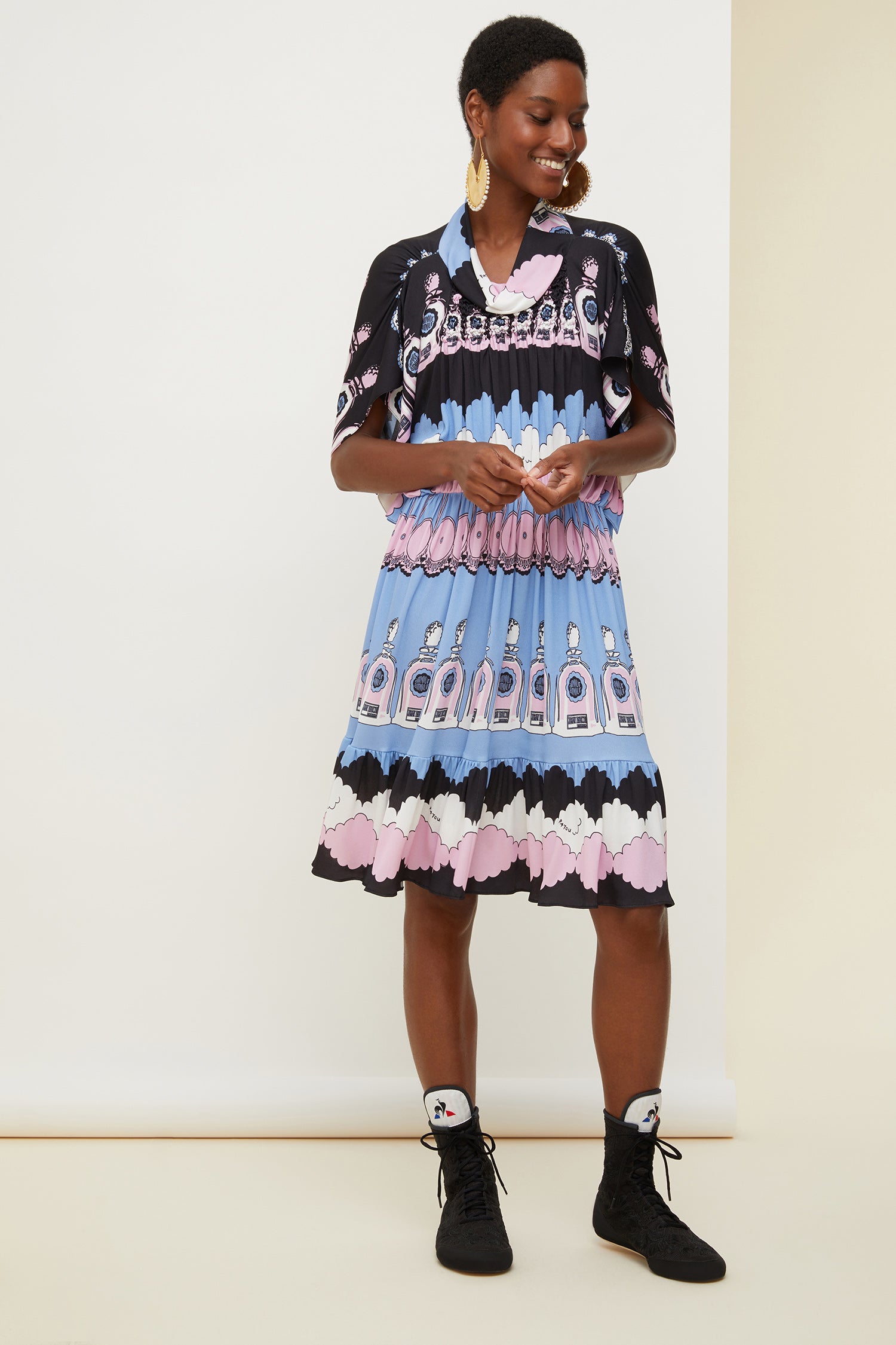 Patou P20DR01300375006 robe jersey imprime Cloud Print 38 midi