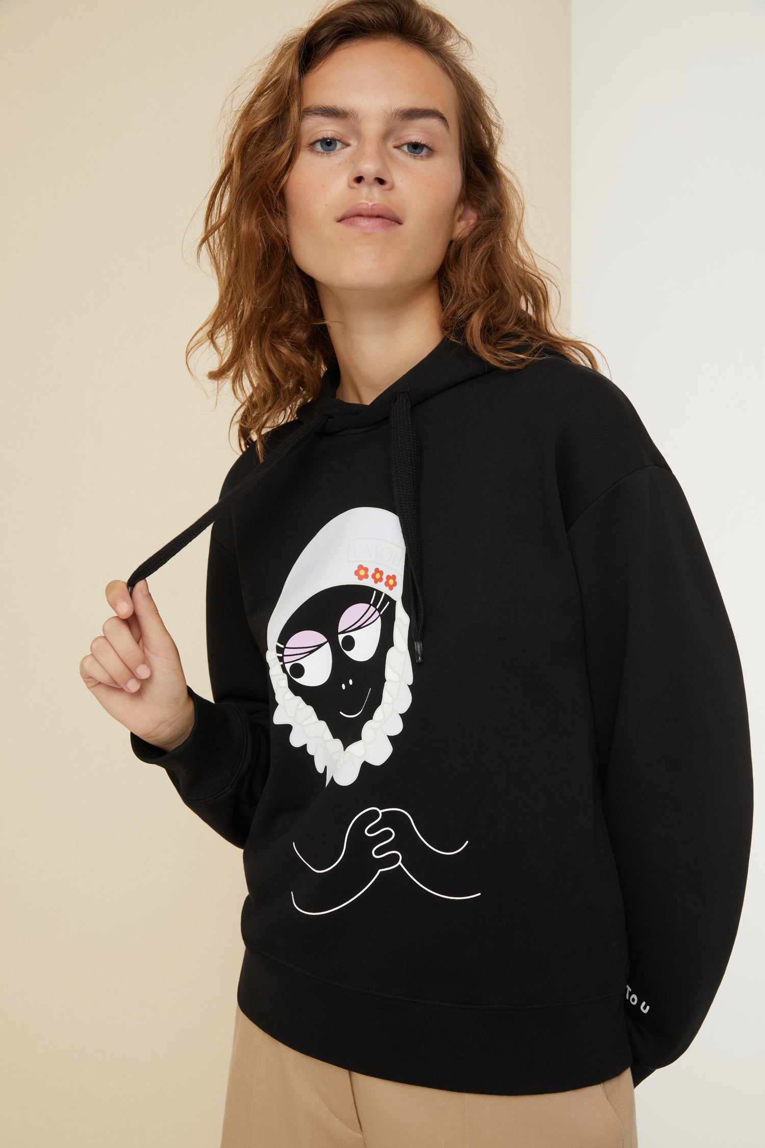 Patou P22JE0489999999B hoodie coton bio noir Barbamama