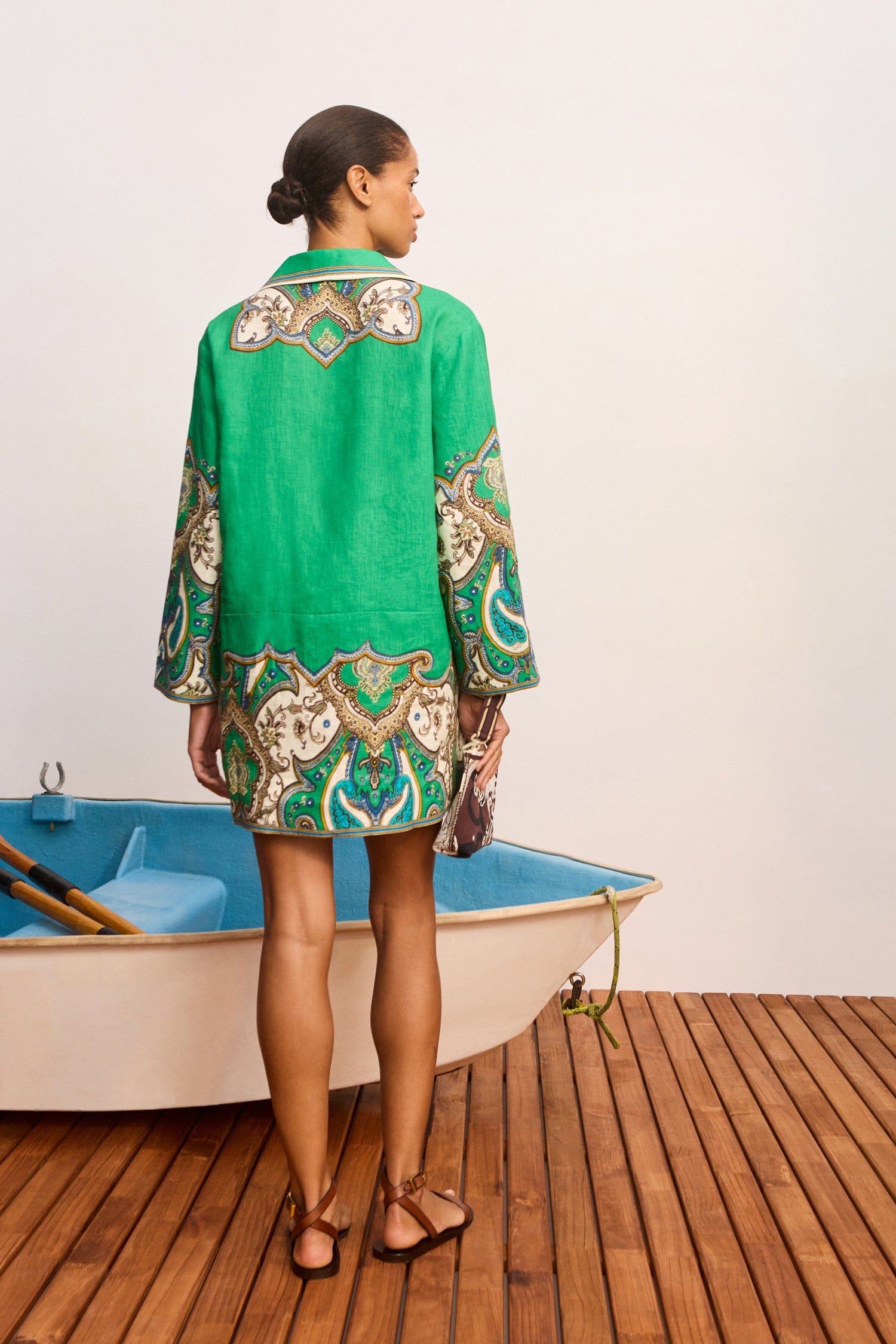 Alemäis Porter robe mini tunique lin imprimé paisley