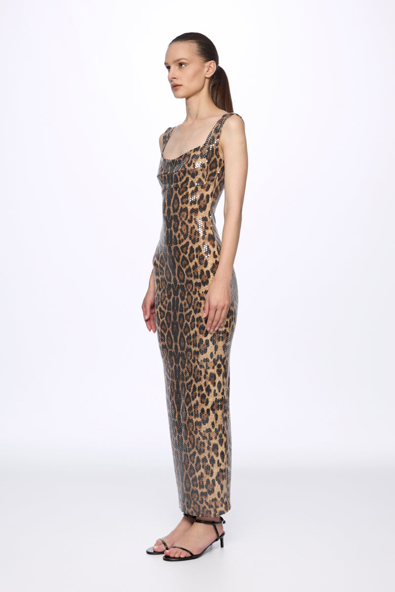 ATU Body Couture robe midi sequins imprimé léopard