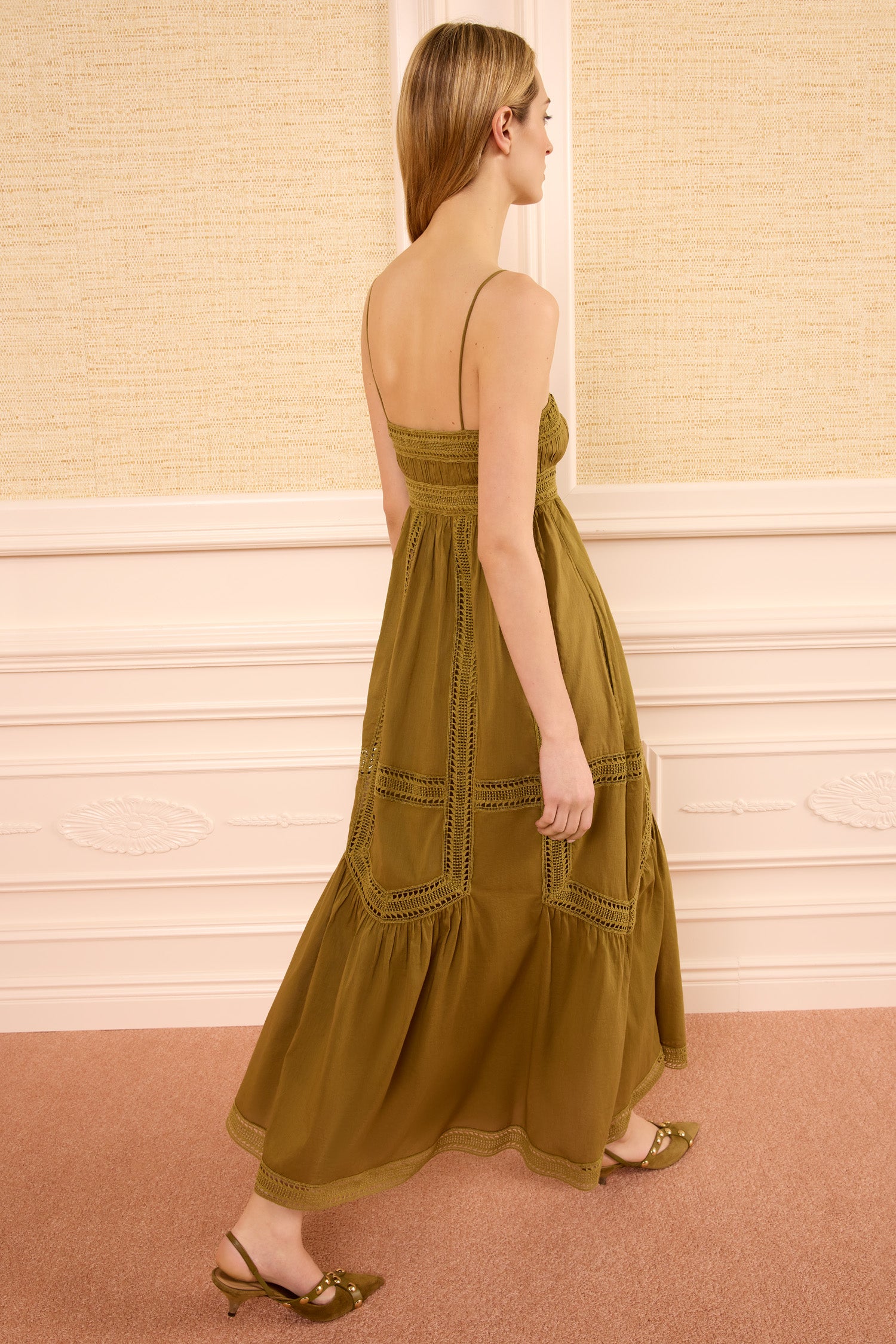 Ulla Johnson Romilly robe nuisette Lichen verte midi