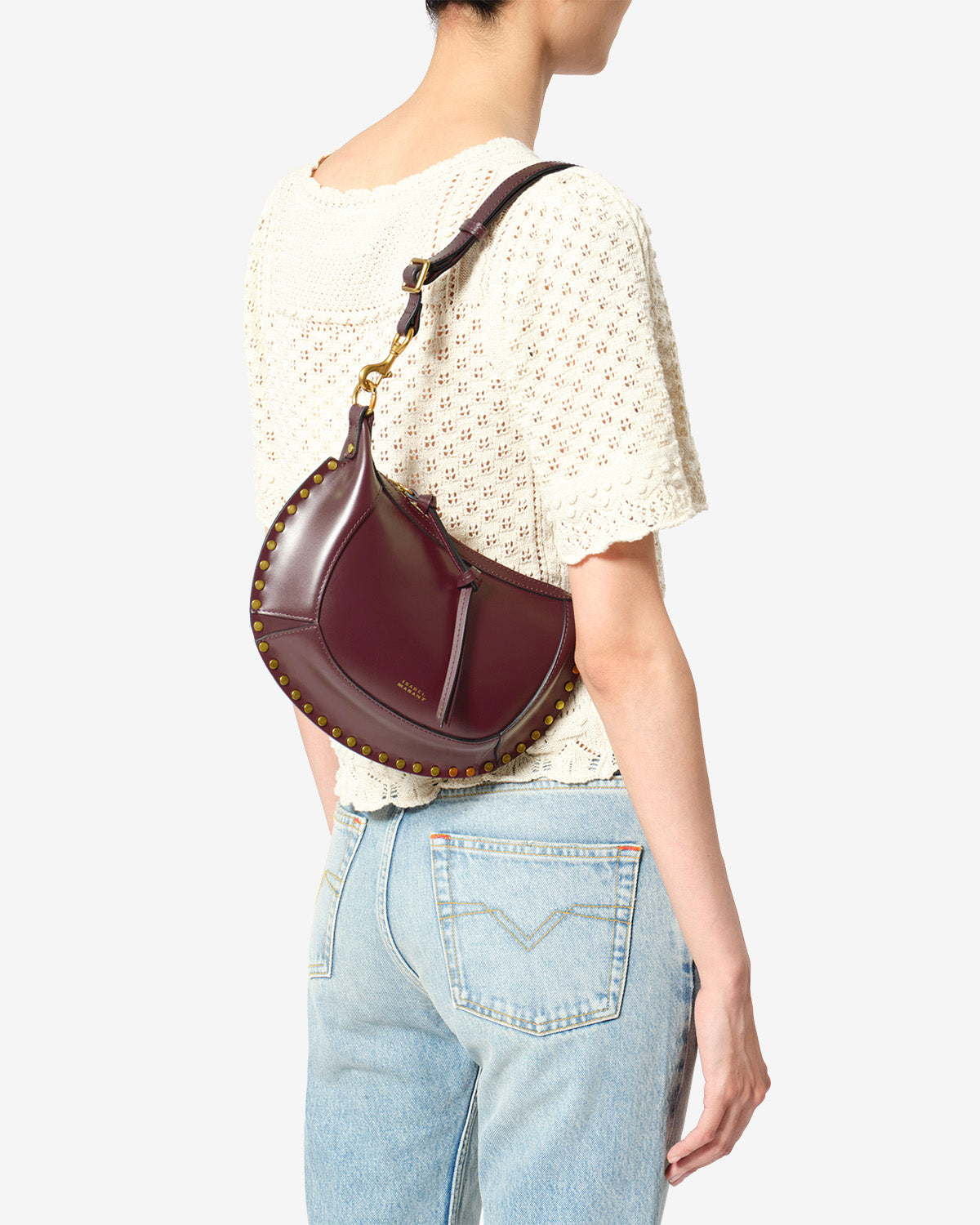 Isabel Marant Oskan Moon sac cuir bordeaux bandoulière
