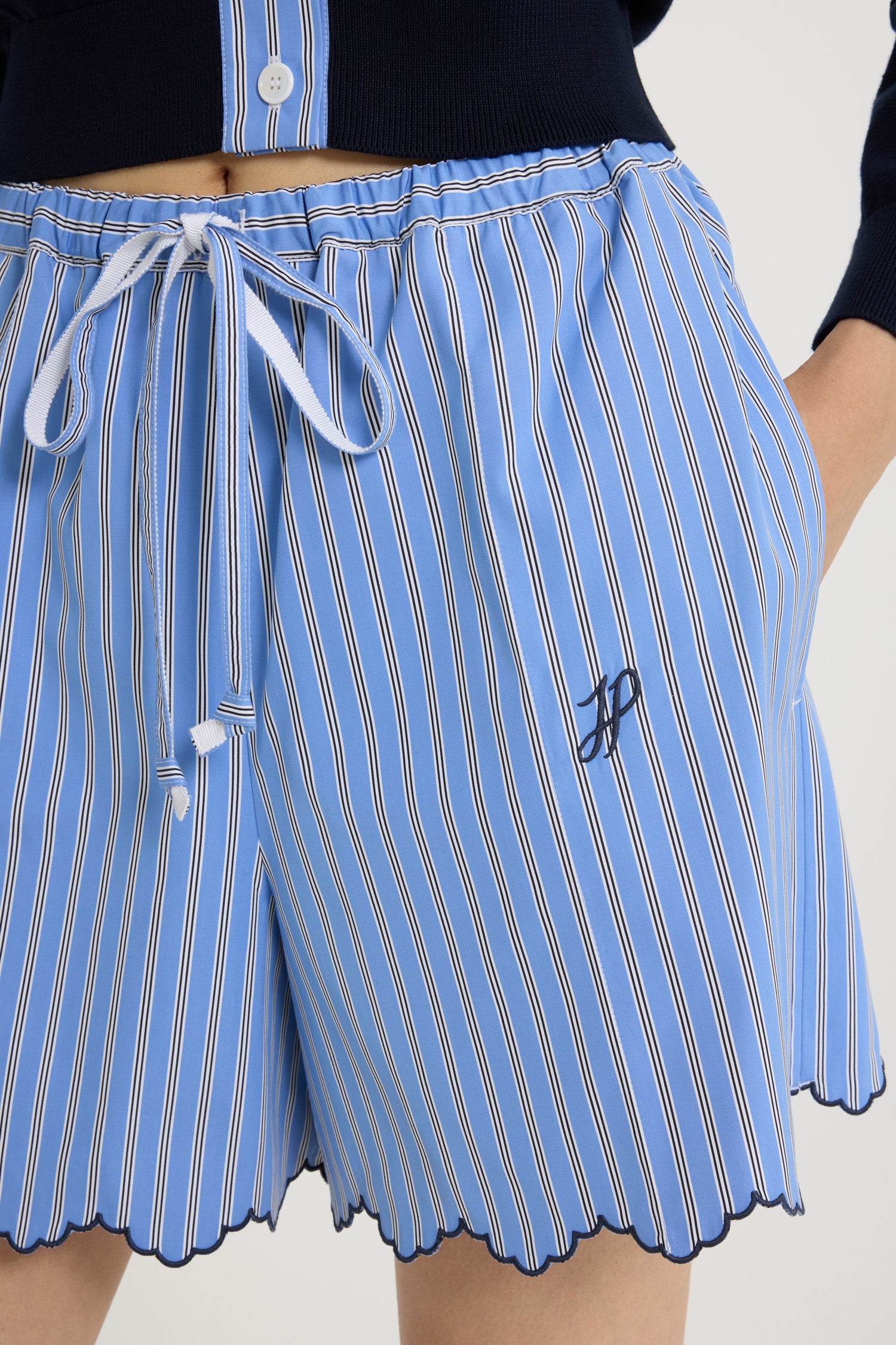 Patou TR046 short coton bio Heritage Blue Stripes rayé