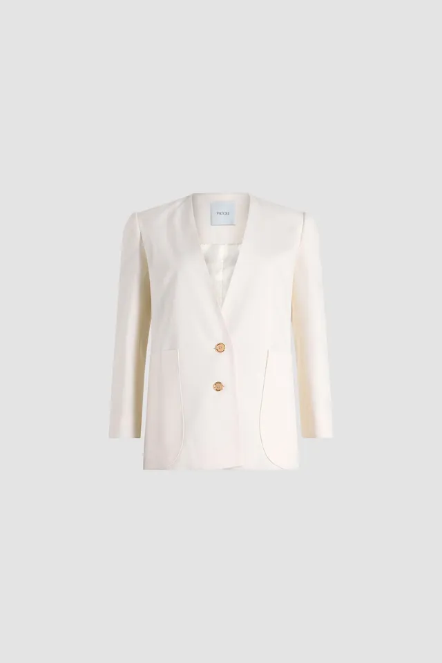 Patou P25JA0510103007W veste laine ivoire sans col