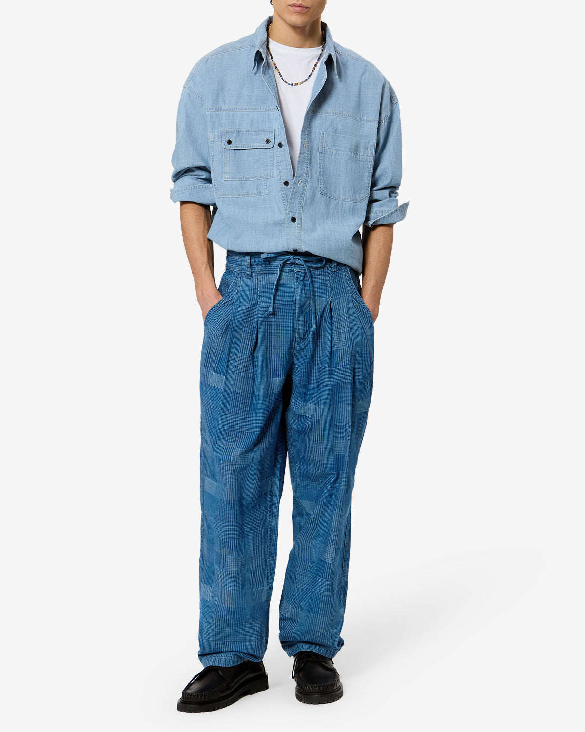 Isabel Marant Denzey pantalon bleu carreaux coton