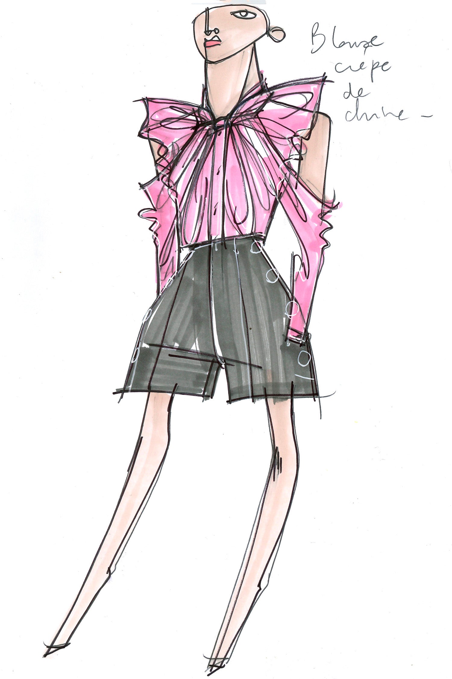 Patou H20BL0040013420P blouse soie rose Pivoine épaules dénudées