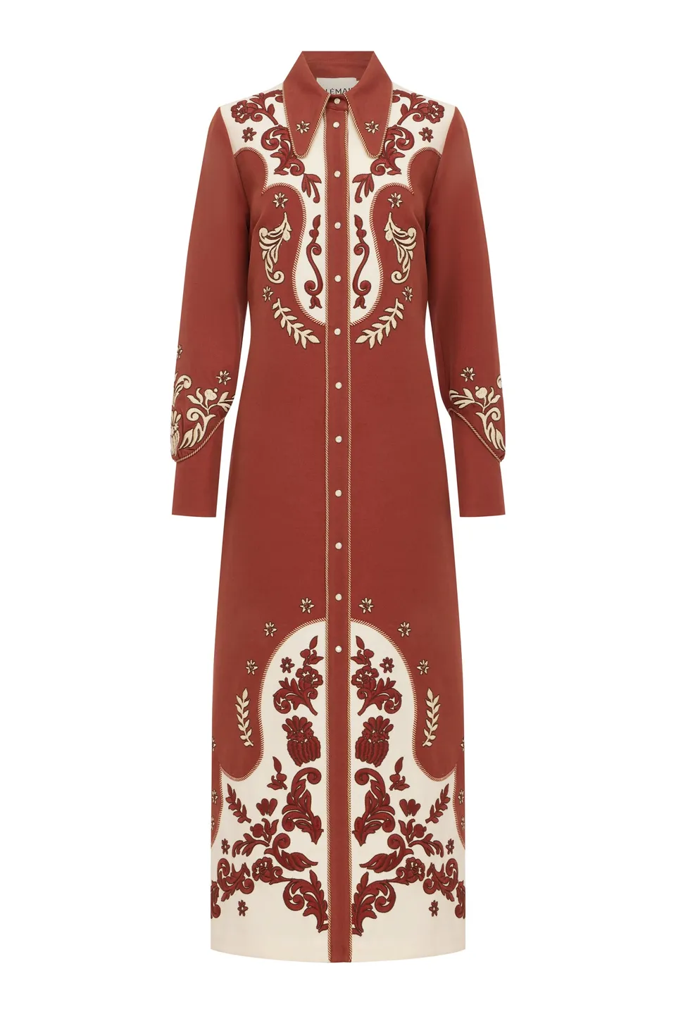 Alemaïs Duke Robe chemise midi brodée laine