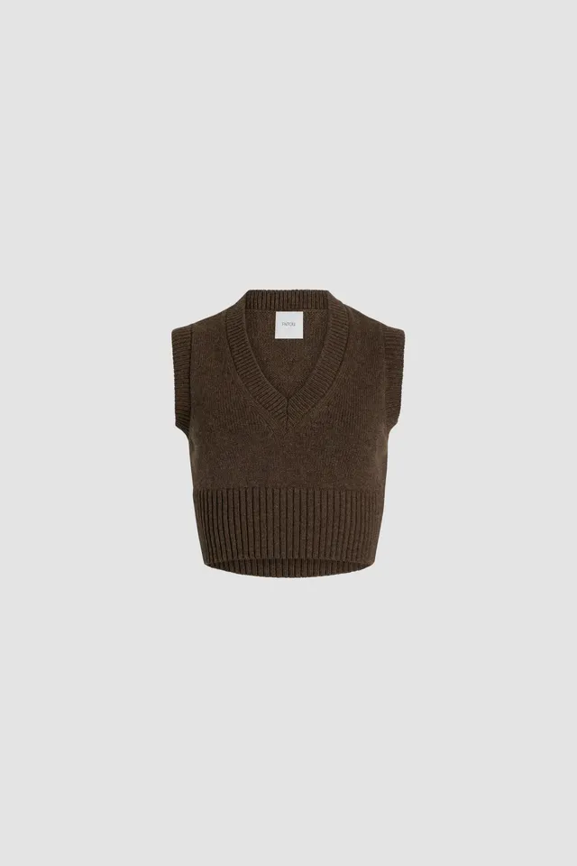 Patou KN204 gilet laine marron Clove