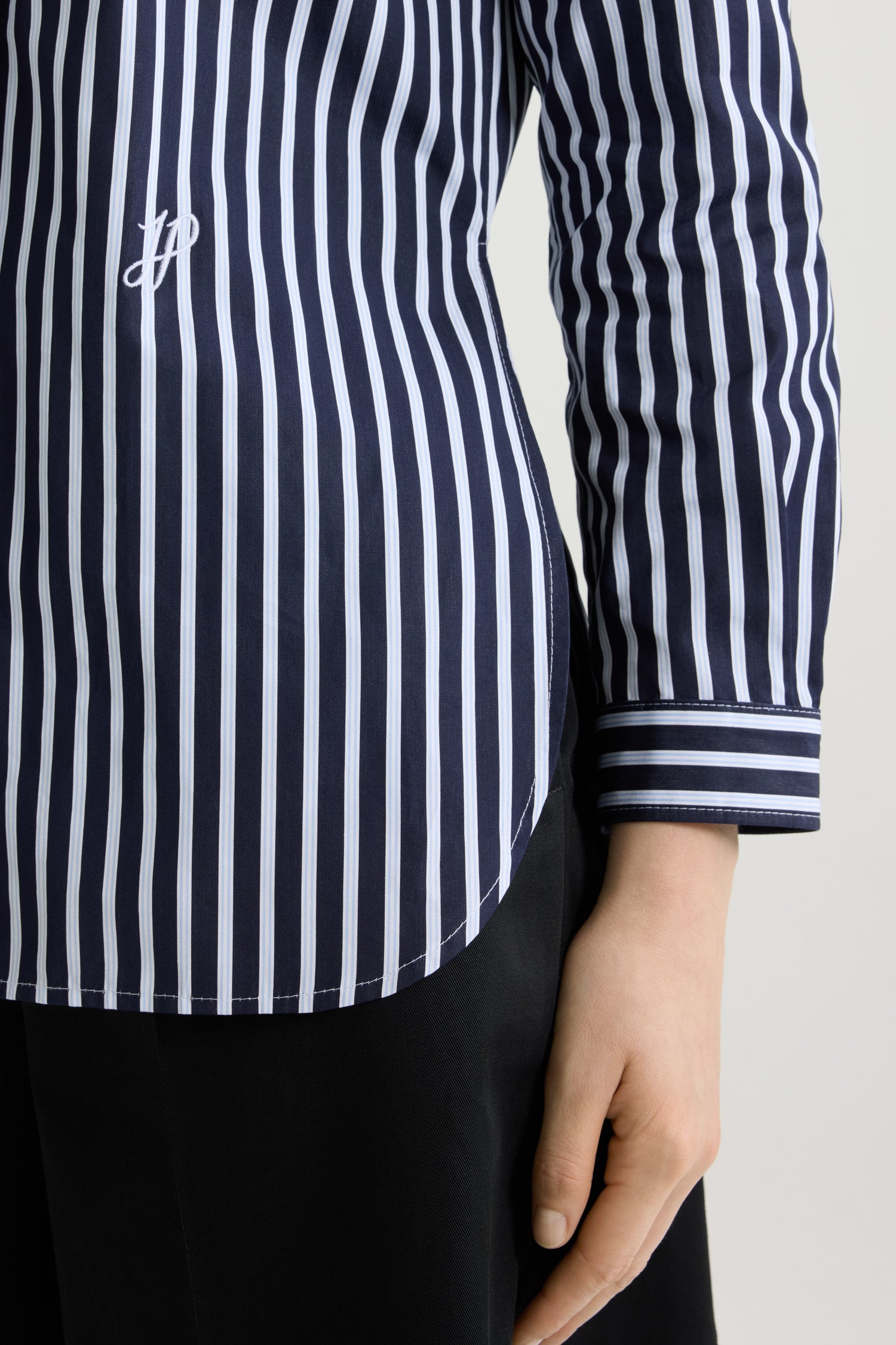 Patou BL039 chemise marine rayée popeline coton bio
