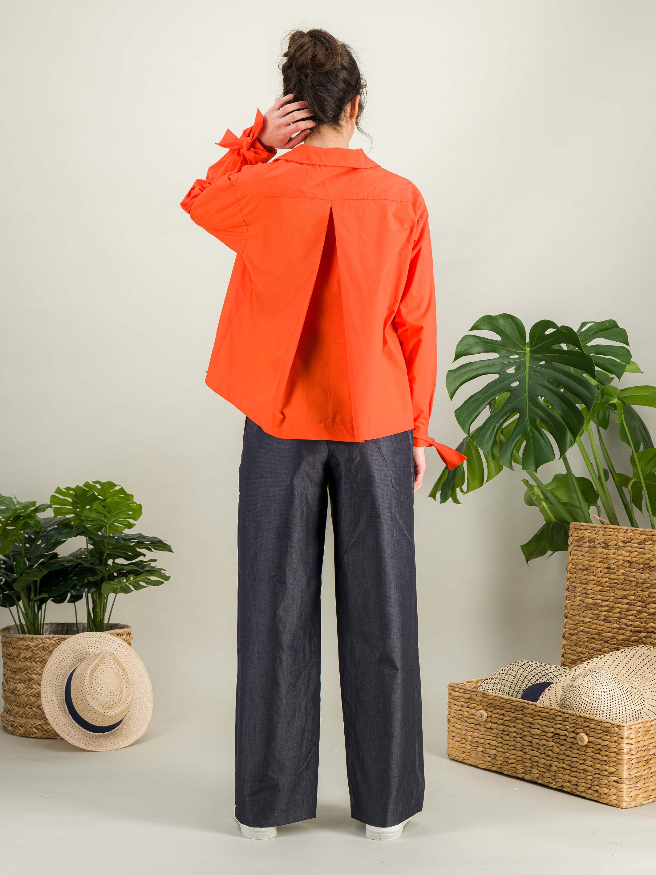 Anahide Saint André Pamplone chemise coton bleu ciel rayé