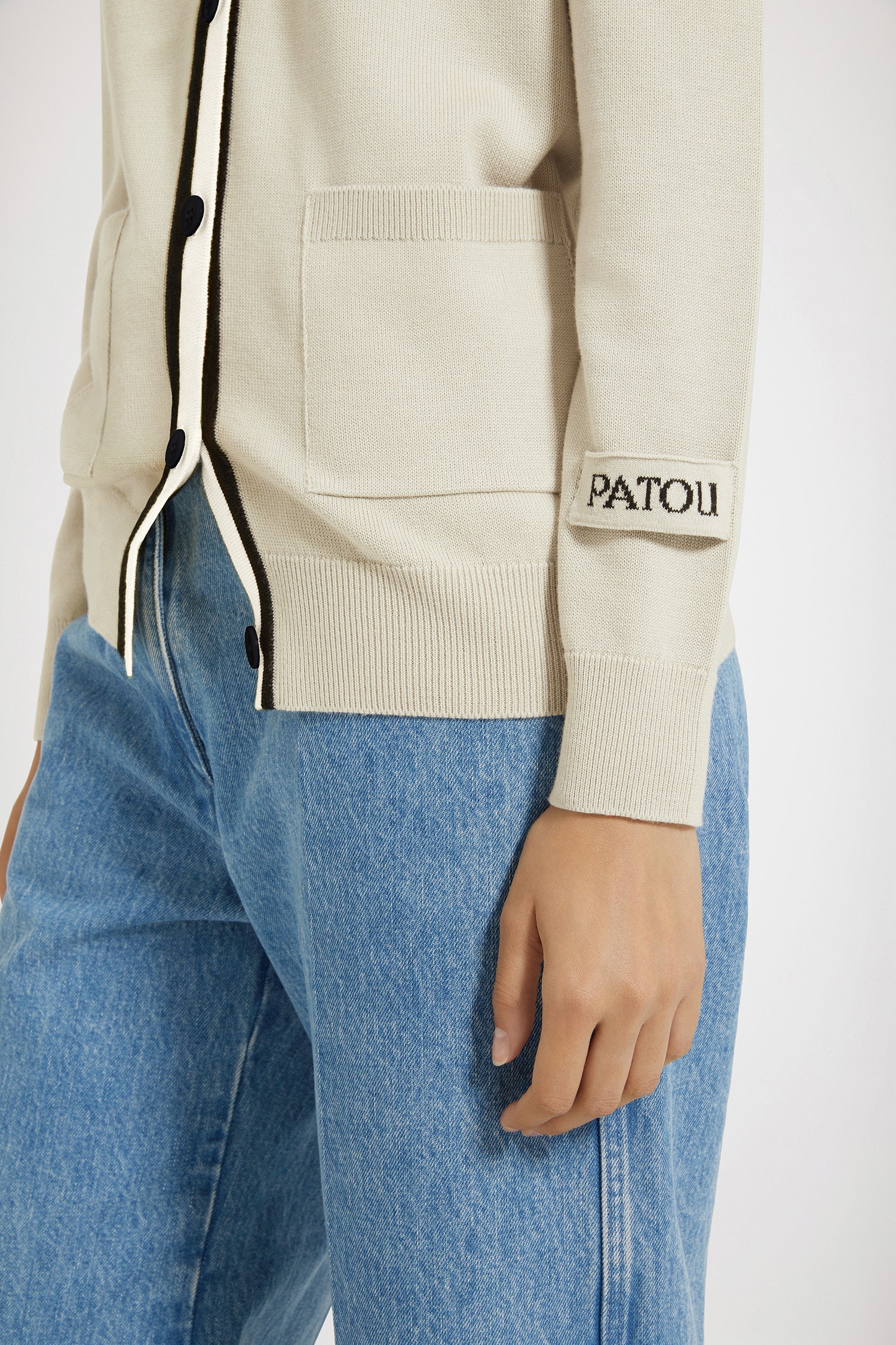 Patou P24KN1318067113B cardigan coton beige col