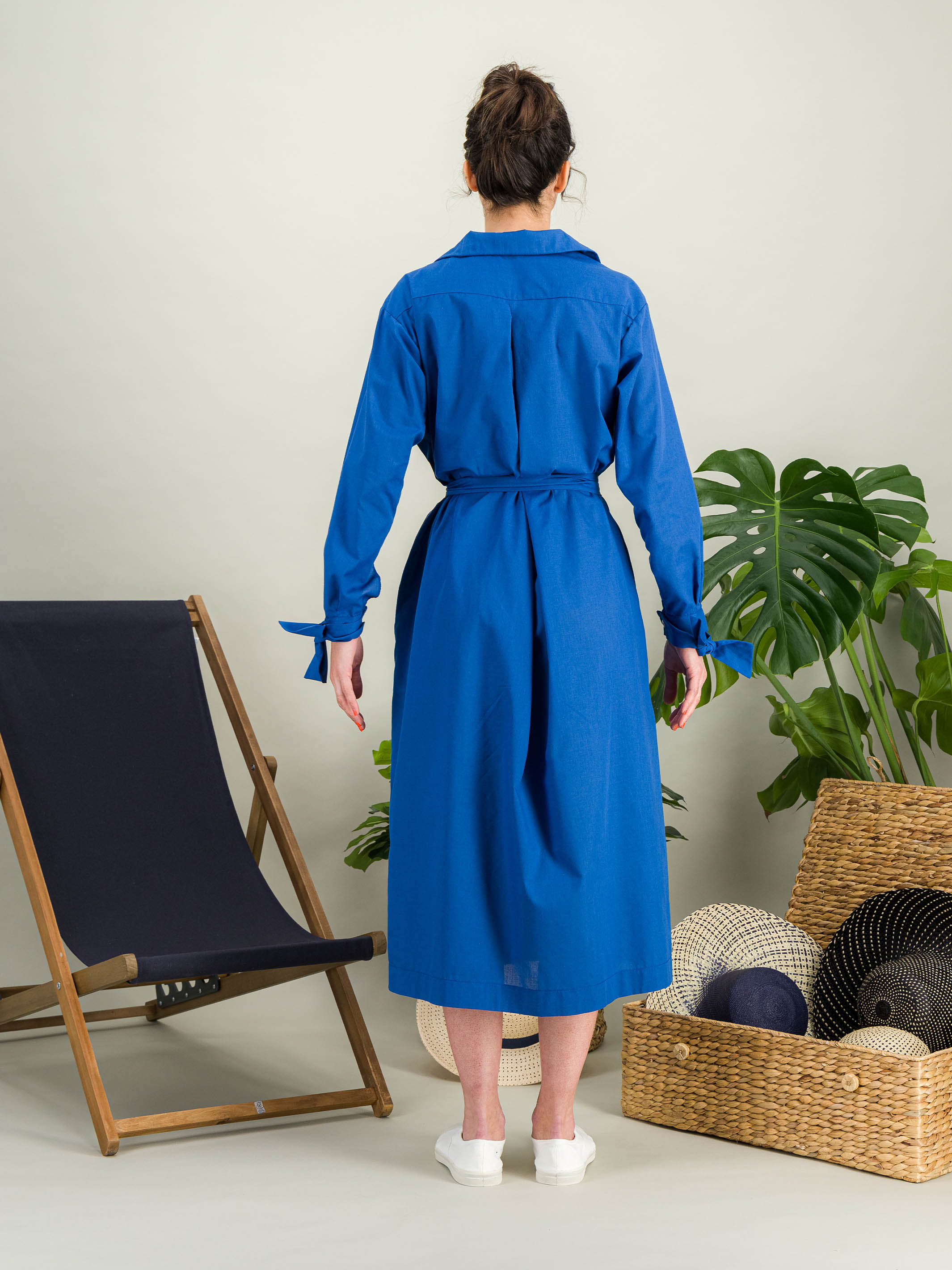 Anahide Saint André Pamplone robe chemise coton bleu cobalt 34