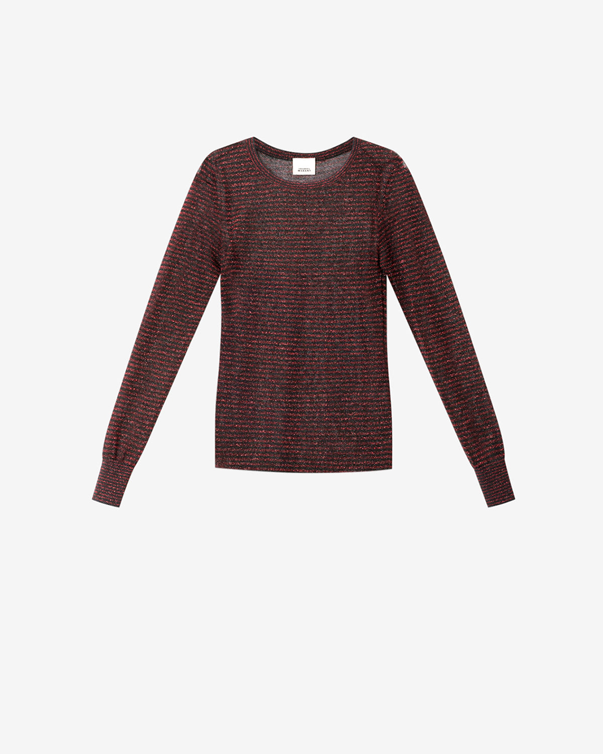Isabel Marant Cenaya pull noir-rouge lurex rayé