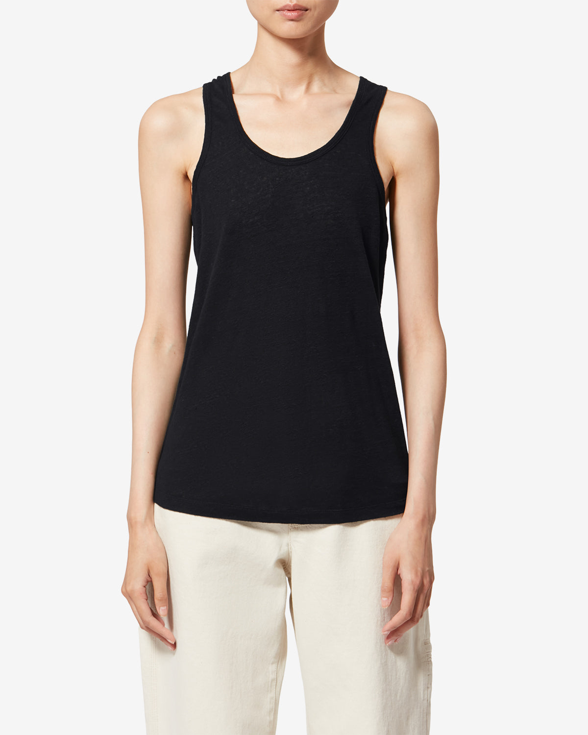 Isabel Marant Thea débardeur lin noir sans manches