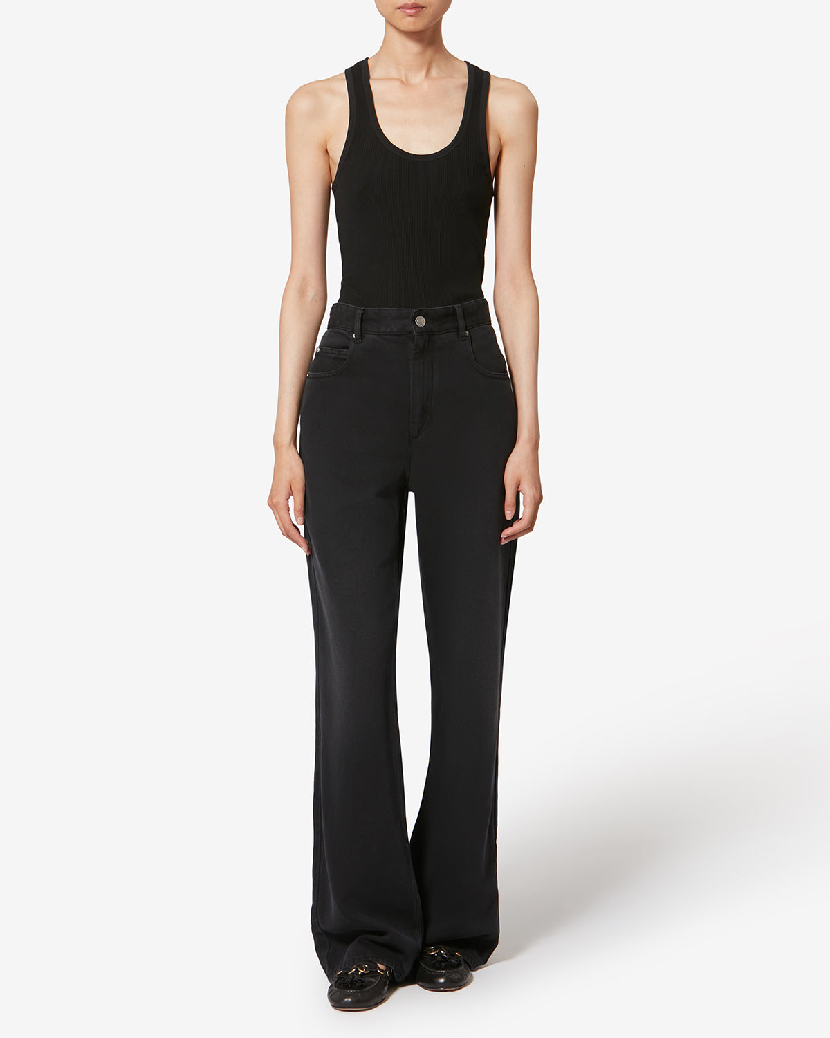 Isabel Marant Belvira jean bootcut noir délavé coton