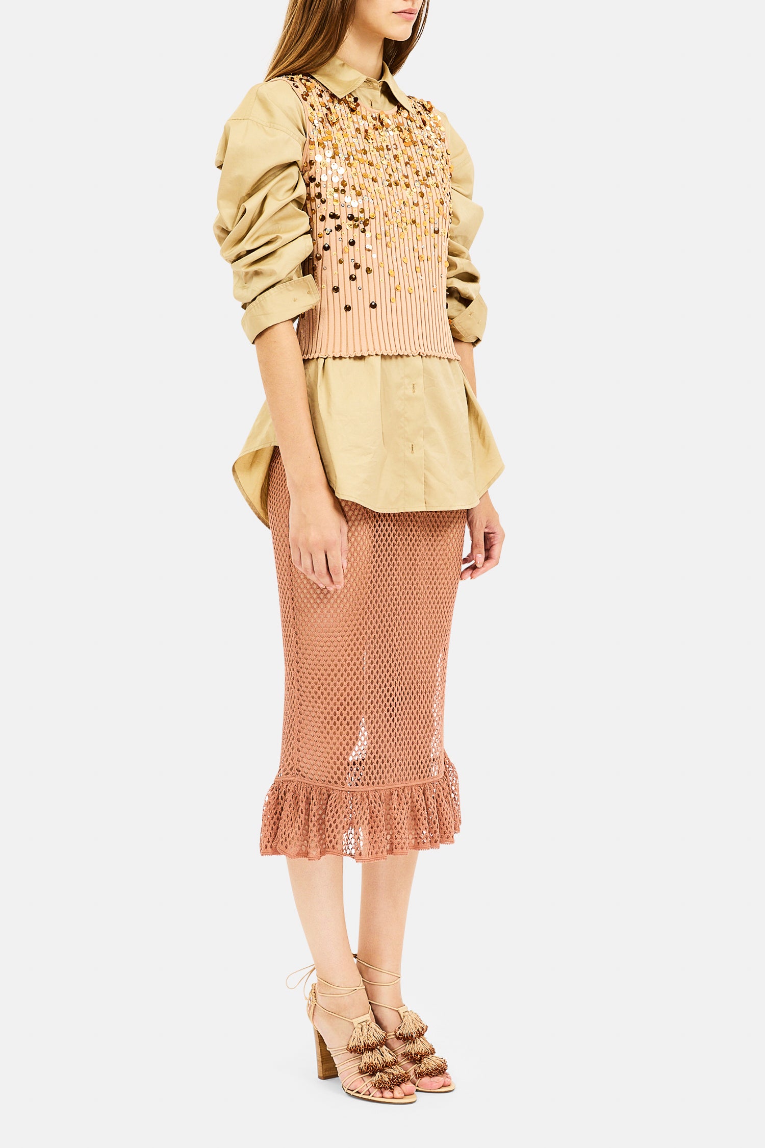 Ulla Johnson Aurelie Knit Tank débardeur Golden Meadow sequins